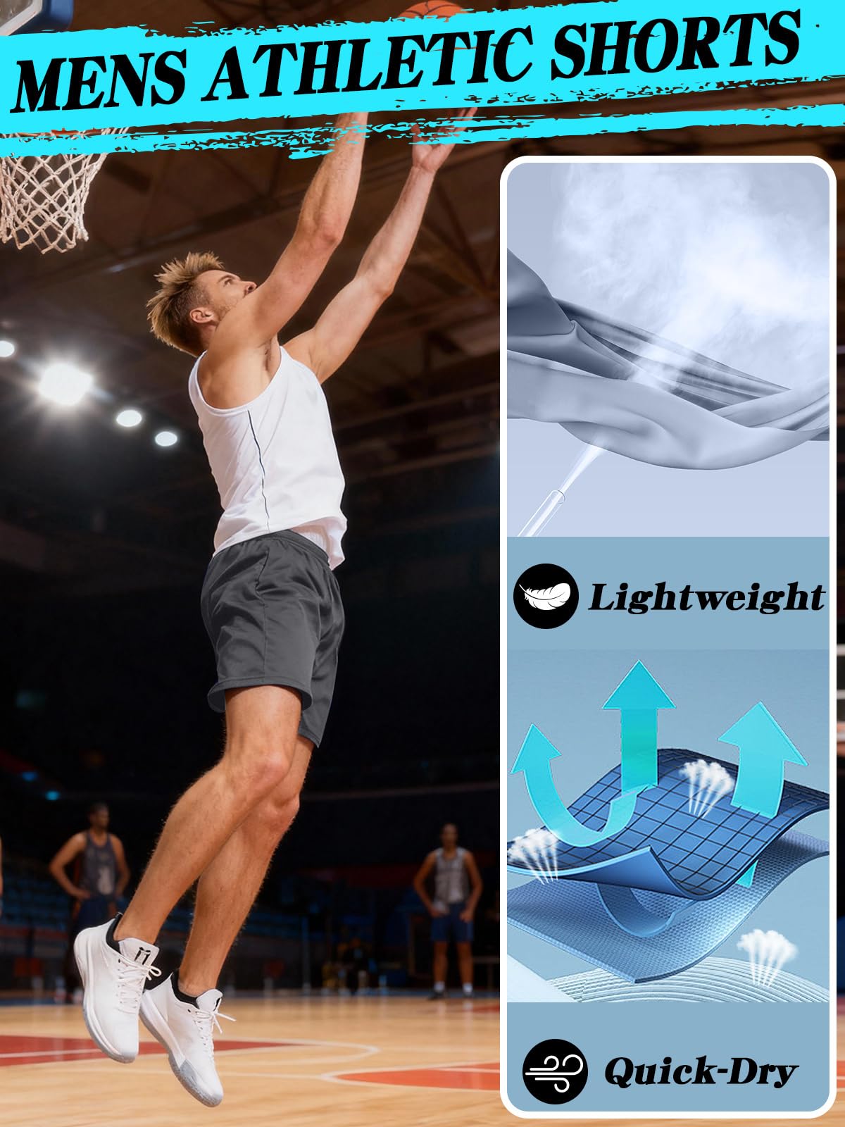 ZENGVEE 5-pak sportowe męskie spodenki treningowe szybkoschnące spodenki do koszykówki z kieszeniami do biegania na co dzień odzież sportowa