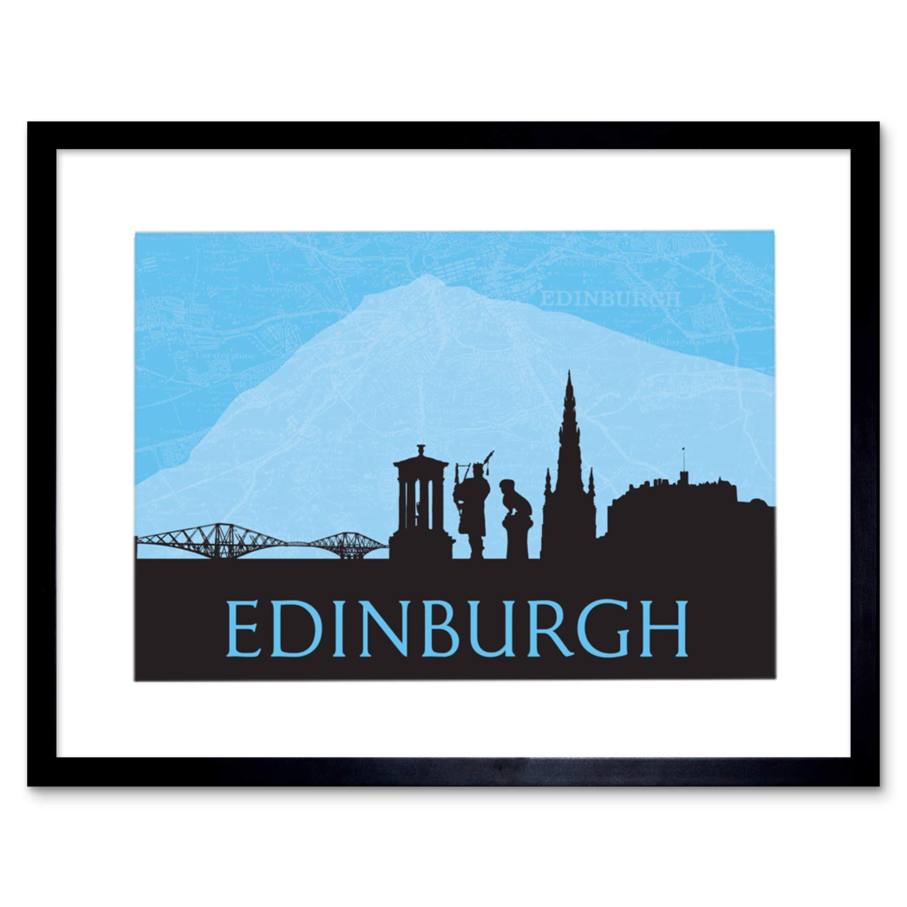 Wee Blue Coo Cityscape Edinburgh Scotland Blue Framed Picture Art Framed Wall Art Print