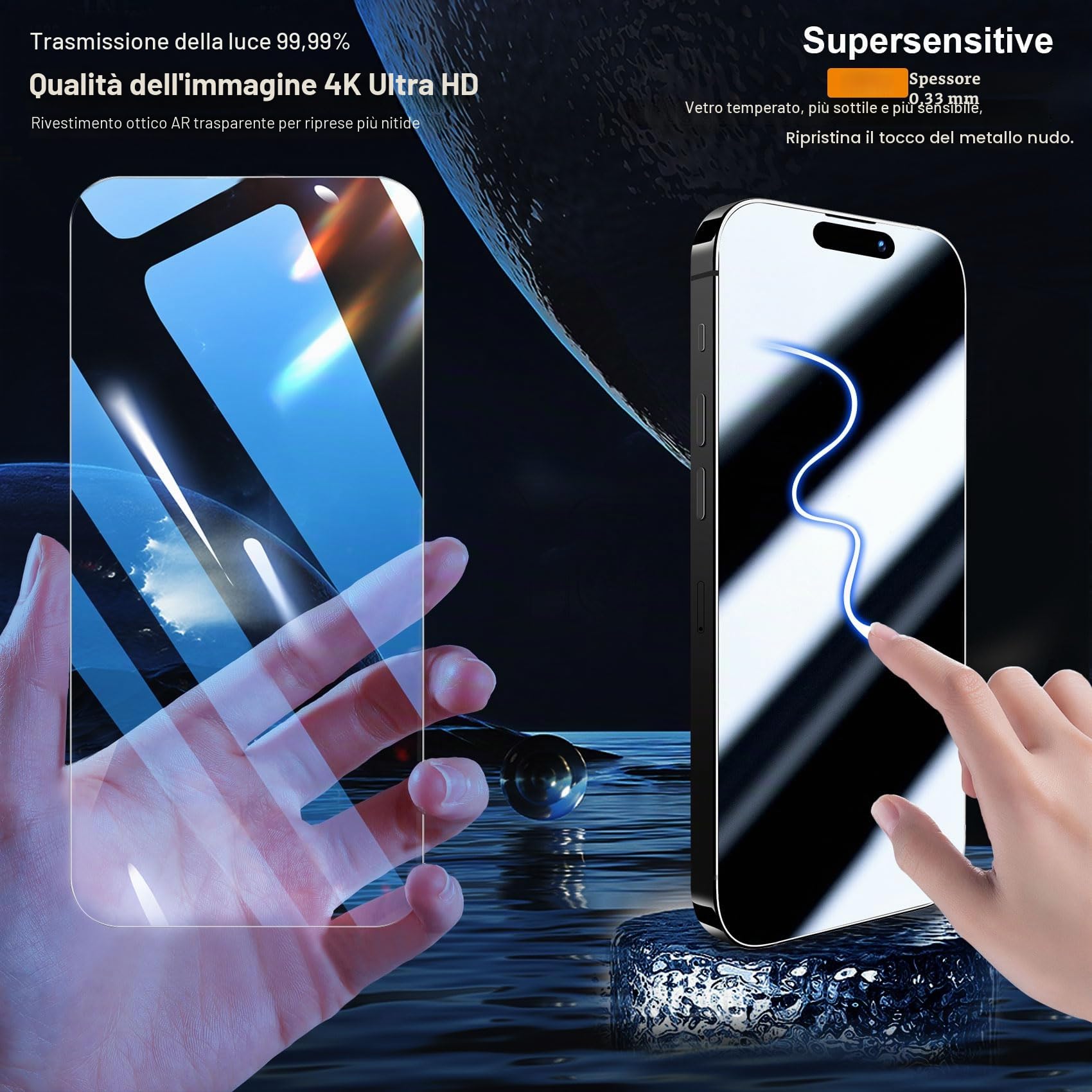 QHOHQ 3 Pezzi Vetro Temperato per iPhone 15 [6,1 Pollici] e 3 Pezzi Pellicola Fotocamera, Pellicola Prottetiva Anti Graffio, Durezza 9H, HD Trasparente, Senza Bolle