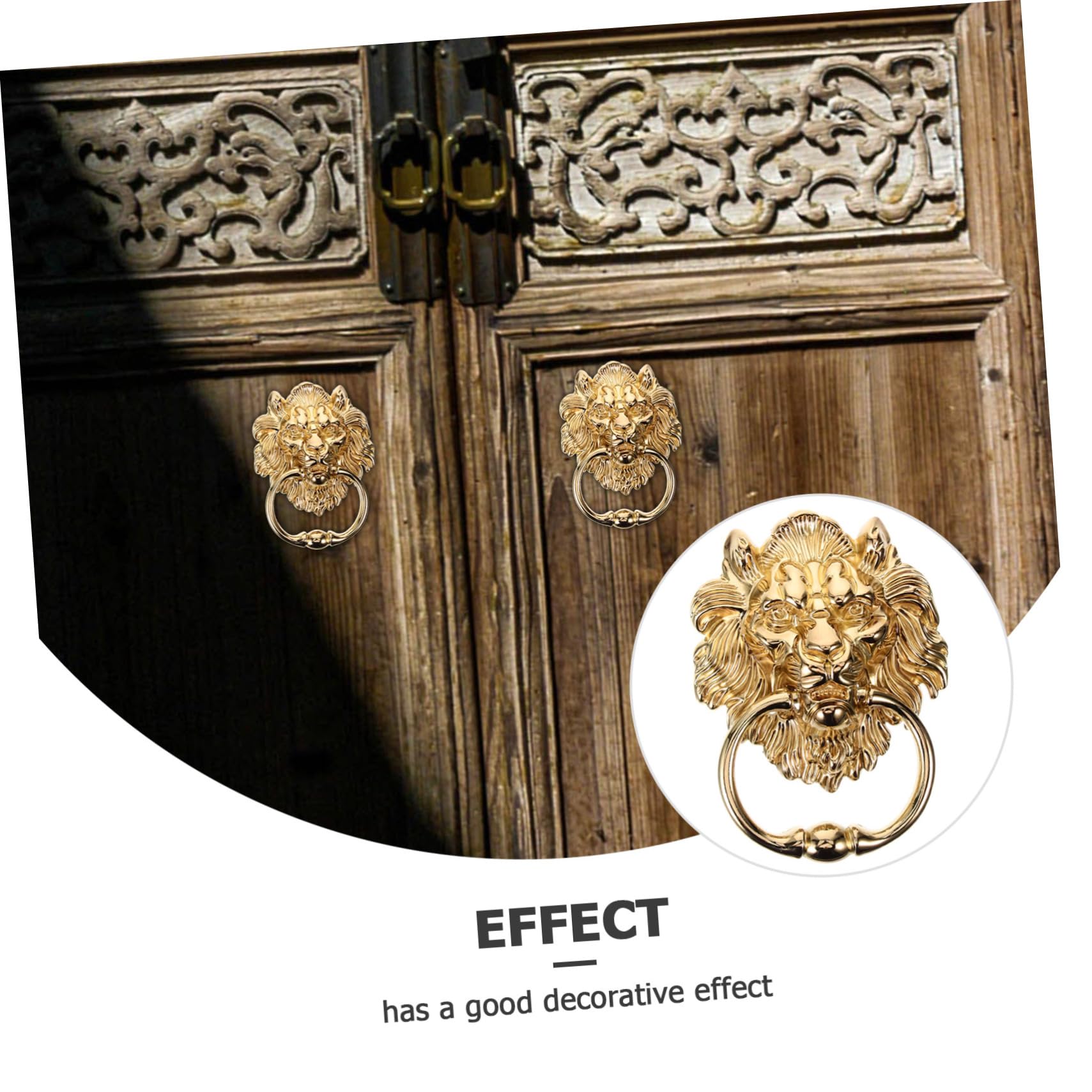 SHINEOFI Poignée De Tirage De Porte Heurtoir Tete De Lion Poignee De Porte De Portail Décorative Métal Dorée