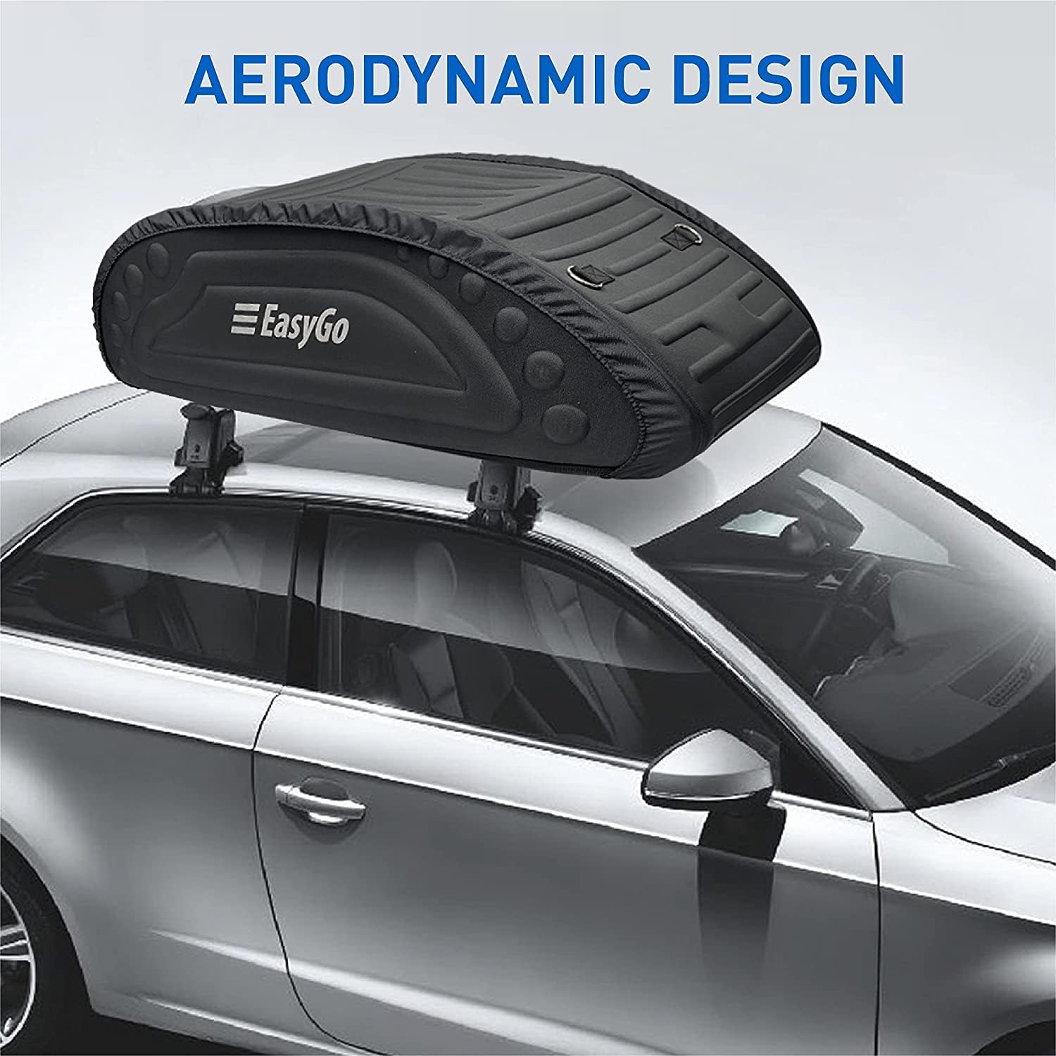 Aerodynamic Car Rooftop Cargo Carrier Bag - Soft Roof Top Luggage Bag for All Vehicles SUV with/Without Rack – Hard Sides - 4 Adjustable Straps – 8 Cubic Feet - Fold Flat Storage Bag