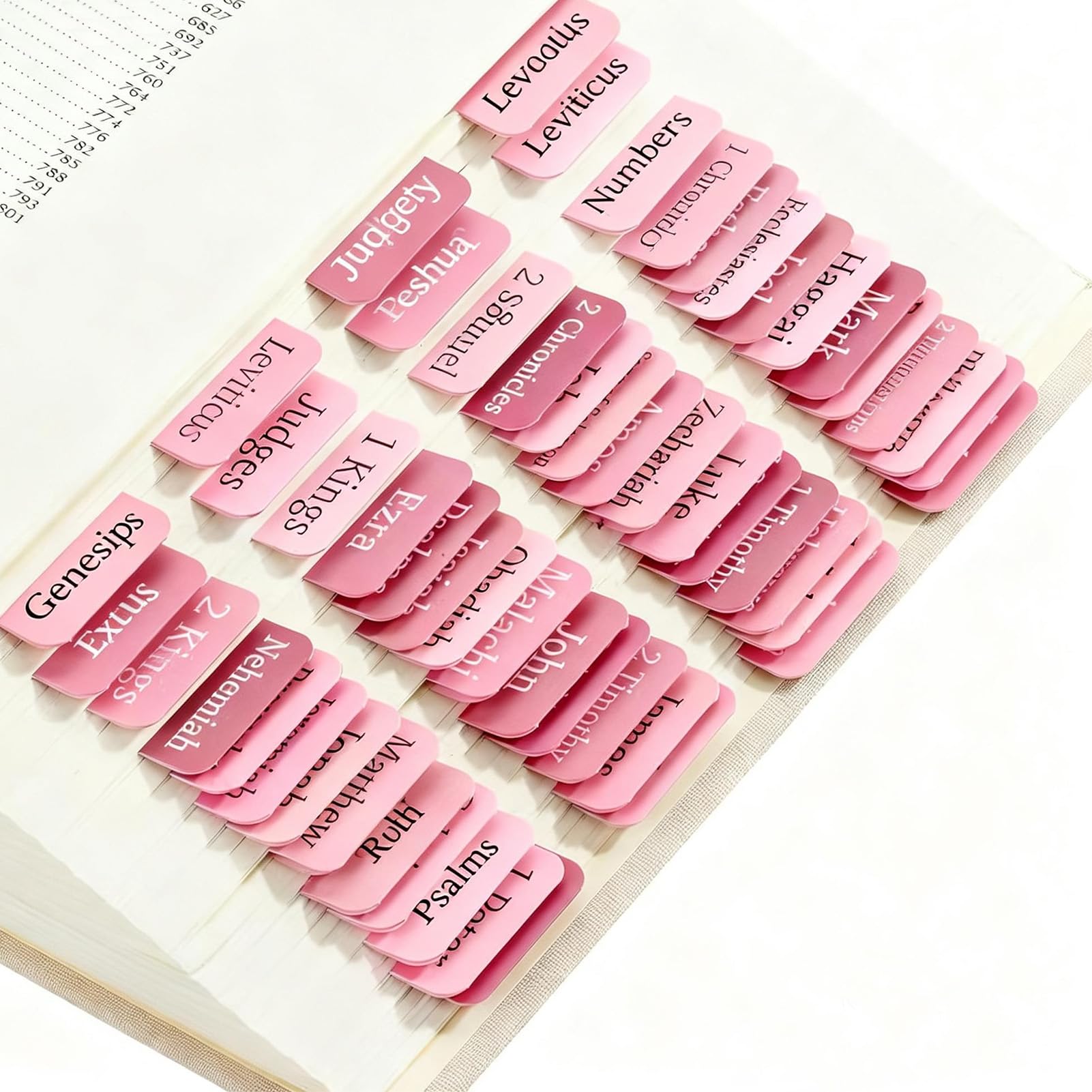 Bible Tabs for Women Journaling Supplies Large Print, 120 Tabs Old & New Testament with Blank Laminated Bible Tab Pink