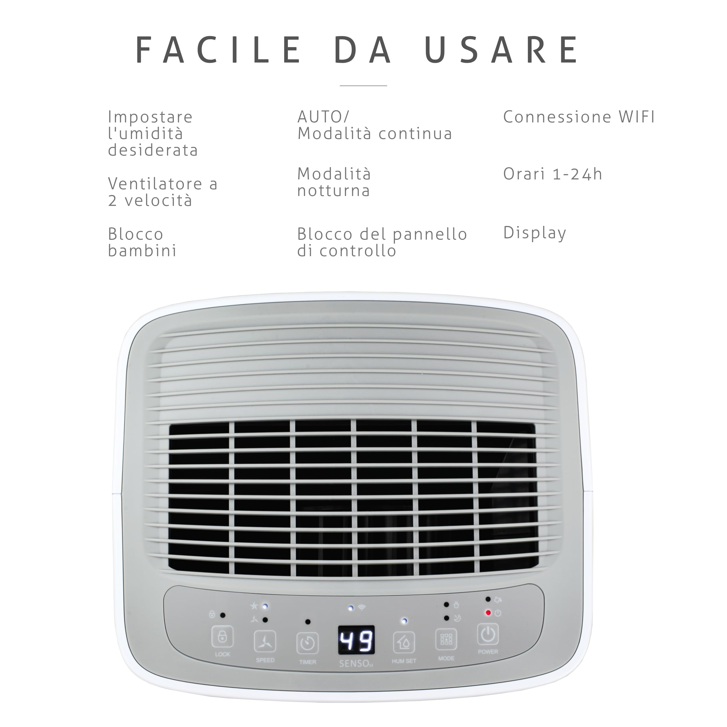Deumidificatore e Purificatore Casa Muffa Turbionaire Senso 13 WiFi, 13L/Giorno, Addato fino a 30m², Filtro HEPA + Carboni Attivi, Silenzioso, Serbatoio da 2L, Asciugatura Vestiti, Muffa e condensa