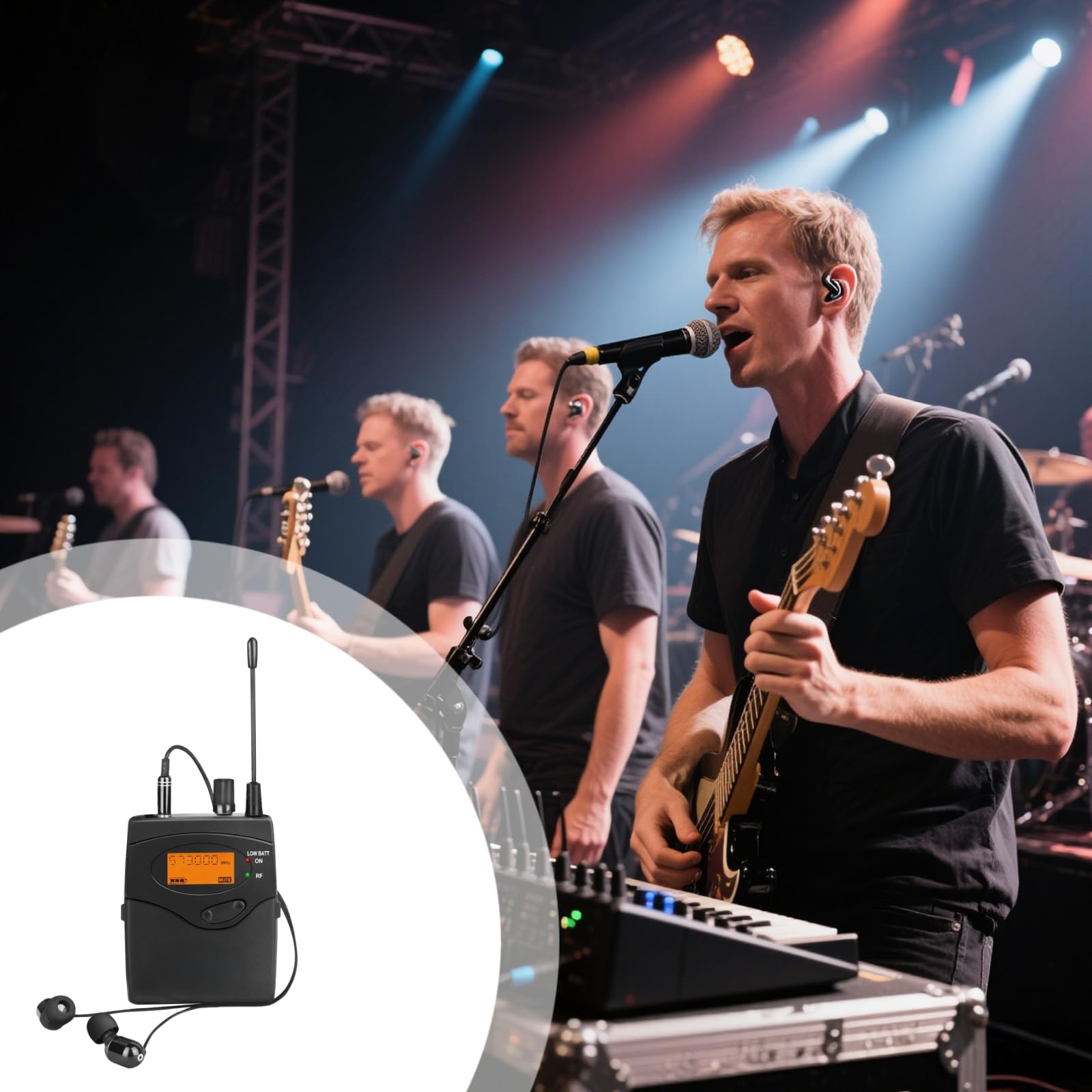 Kabelloses Bühnen-Ohr-Monitorsystem, Dual-K-UHF-In-Ear-Monitore für Musiker und Sänger, tragbares Setup für Live-Auftritte, Proben und Studios