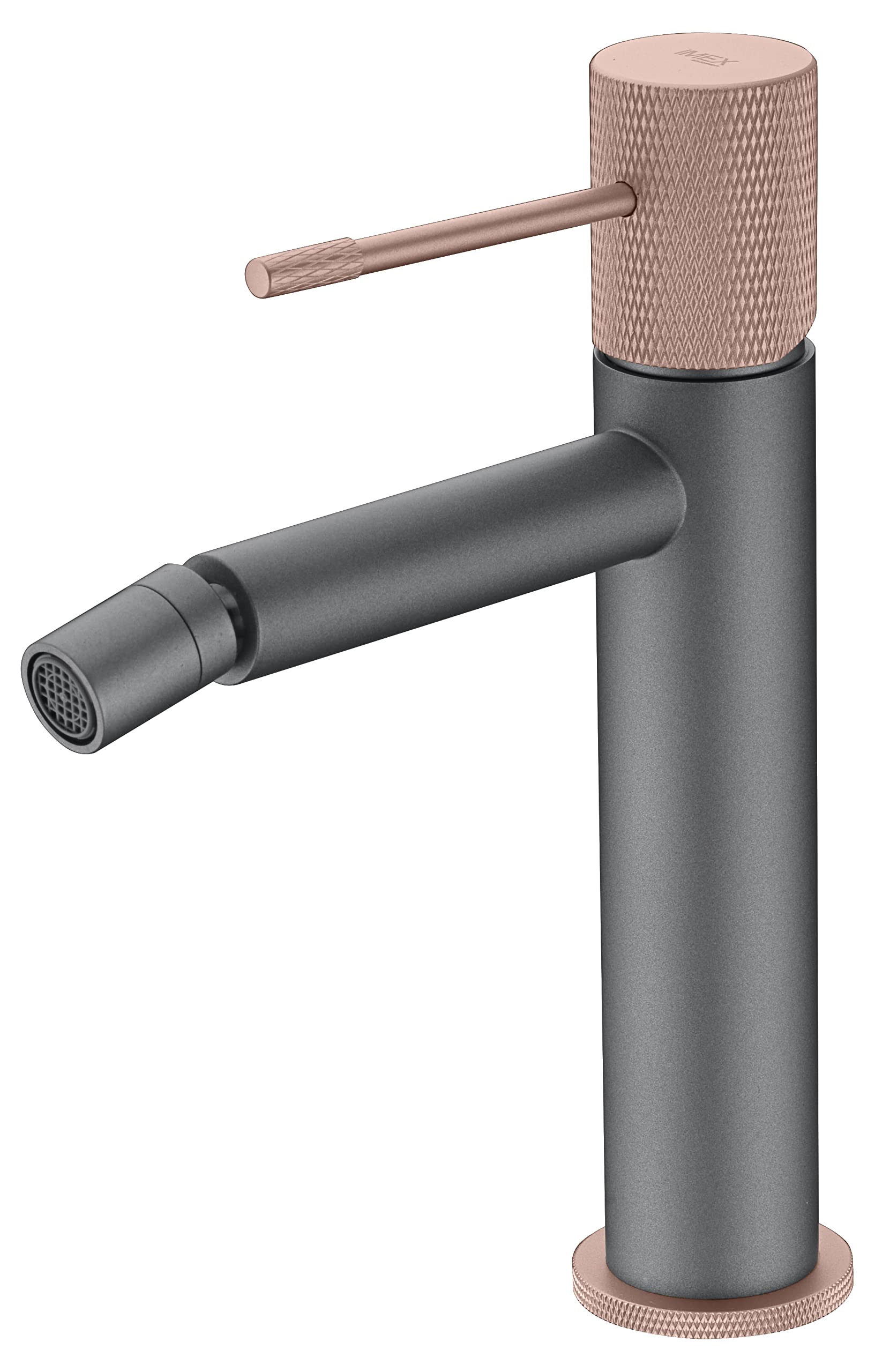 IMEX - Grifo Bidet | Grifo Monomando Bide para Baño | Grifo de Bidé con Mezclador de Agua Caliente y Fría | Griferia Bidet | Instalación Fácil | Serie Line | Color Gris Champagne