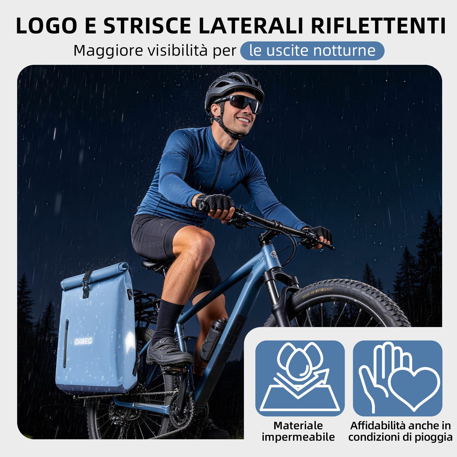 Borsa Bici Portapacchi 3in1 20L – Zaino e Tracolla, Borsa Impermeabile con Scomparto Laptop 16", Pannier Posteriore con Riflettenti per Pendolarismo, Lavoro e Viaggio