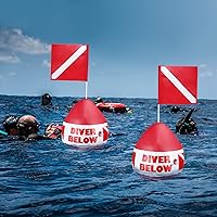 Vista 4 de Maitys Juego de cuerda de buceo de PVC resistente con bandera de buceo, flotador de señal inflable con bandera de buceo, correa de cordón