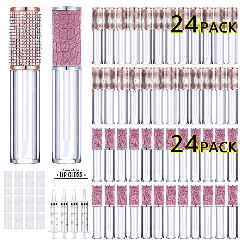 AMORIX 24 Pack Rhinestone Lip Gloss Tubes 24 Pack Fish Scales Lip Gloss Tubes