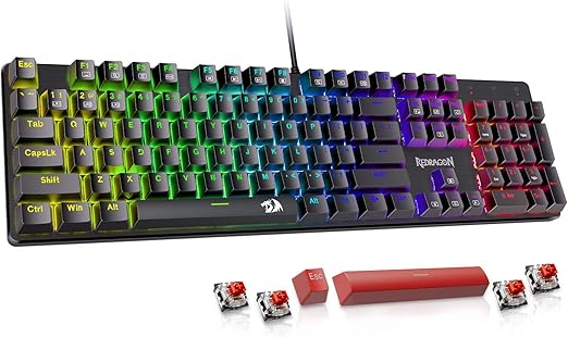 Amazon.com: Redragon Mechanical Gaming Keyboard Wired, 11 Programmable ...