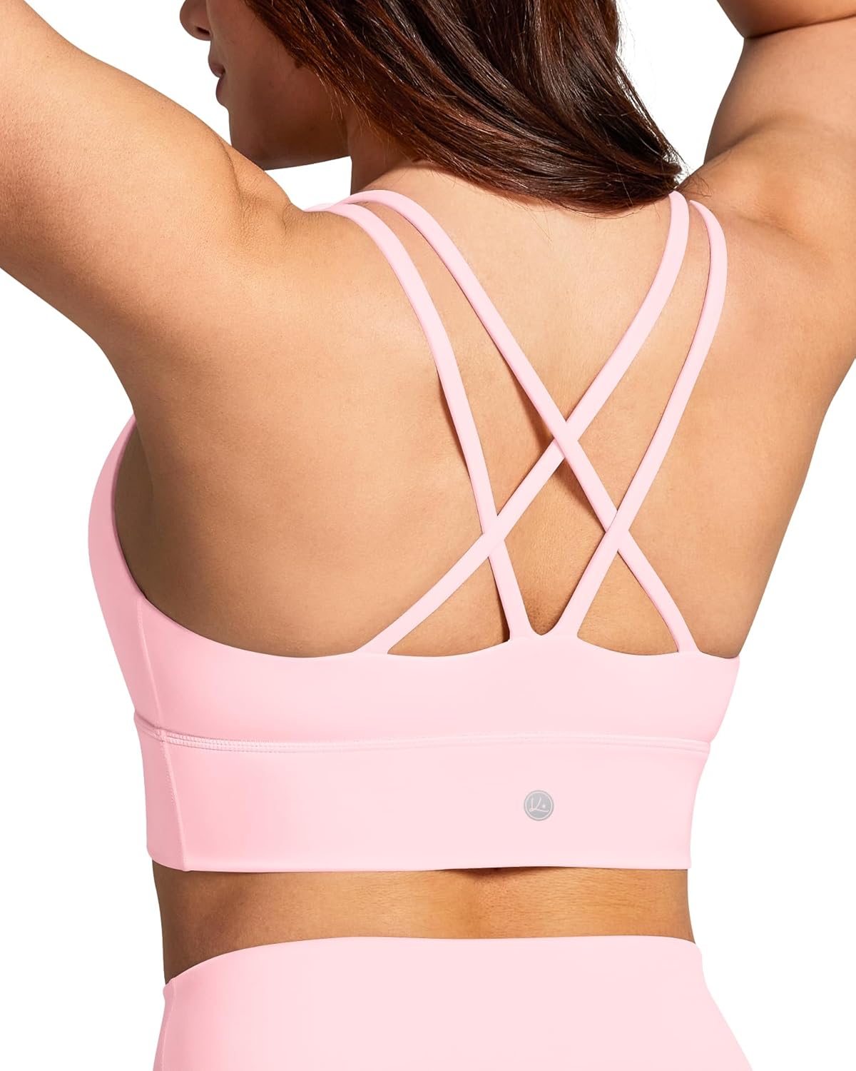Queenie Ke BareLuxe Sports Bras for Women Padded Strappy Longline Sports Bra Medium Support Criss Cross Yoga Workout Bra