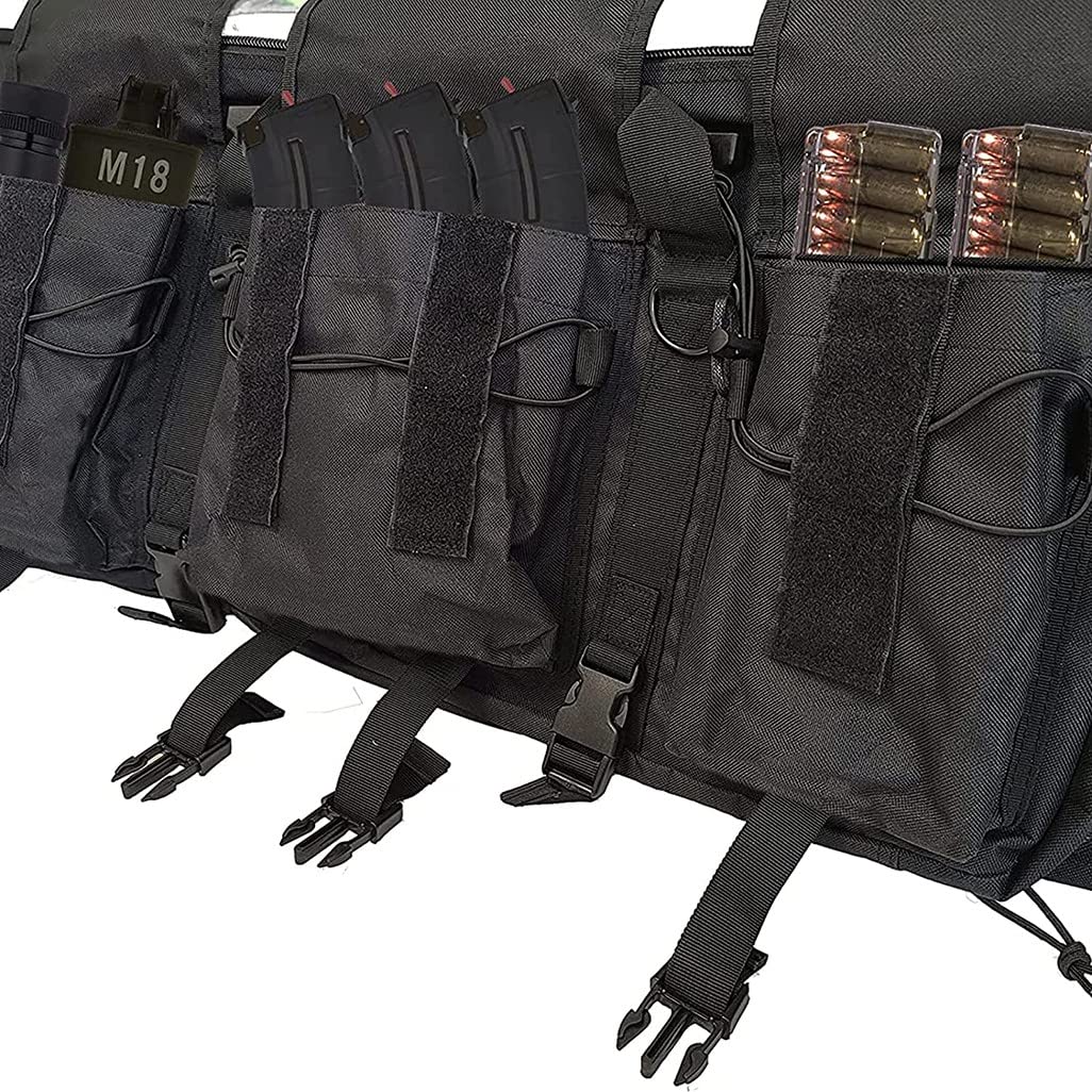 Waffenkoffer für langwaffen, Gewehrtasche Gewehrkoffer Langwaffenfutteral, Weich Gepolsterter Gewehrkoffer mit Doppelfach & 3 Große Zubehör Beutel zum Schießen Wargame-Jagd A,108CM