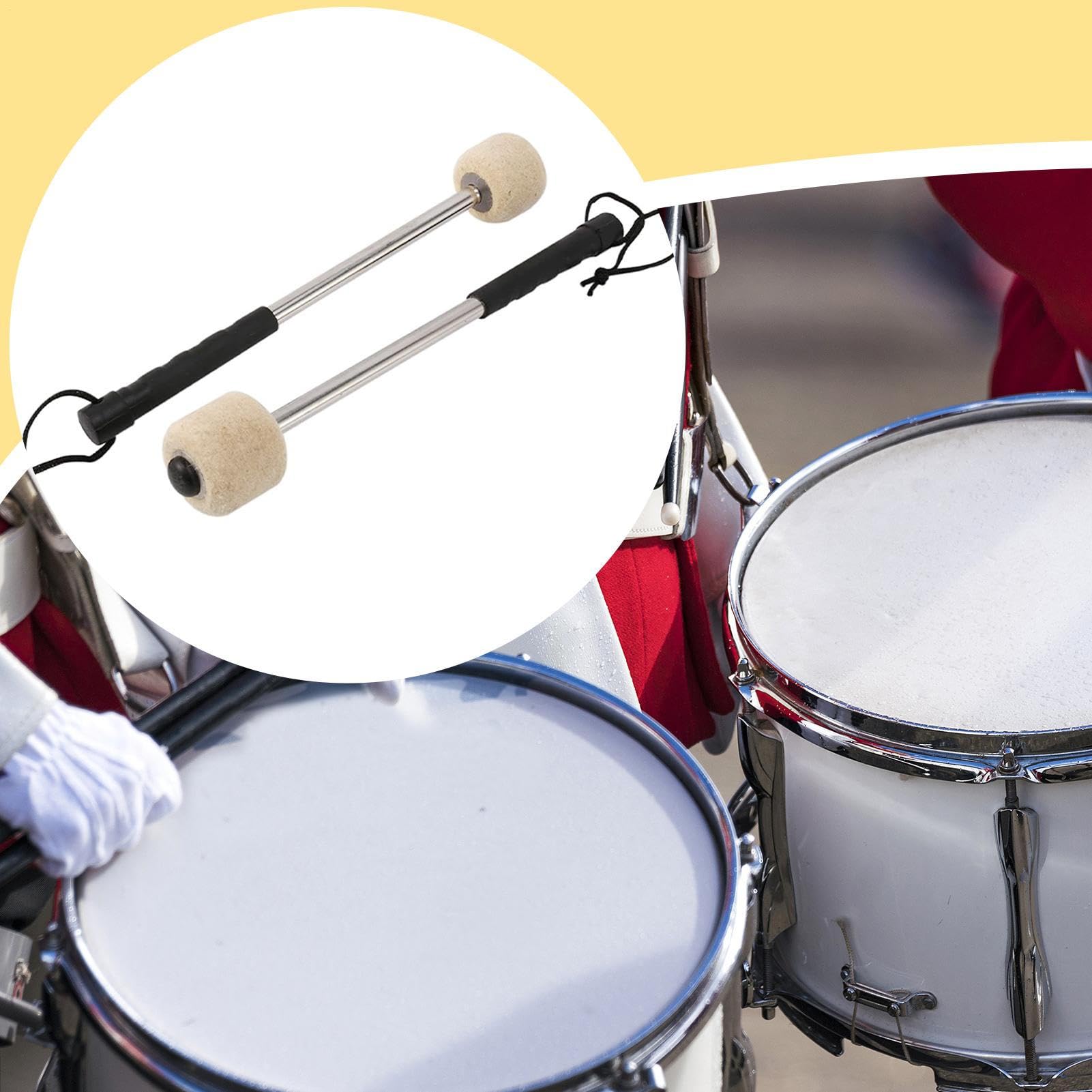 Bacchette Per Grancassa - Mazza Da Tamburo Testa In Feltro,Set Di 2 Bacchette Per Marcia Lezioni Di Musica Pratica Performance Concerto Orchestra Bambini E Adulti