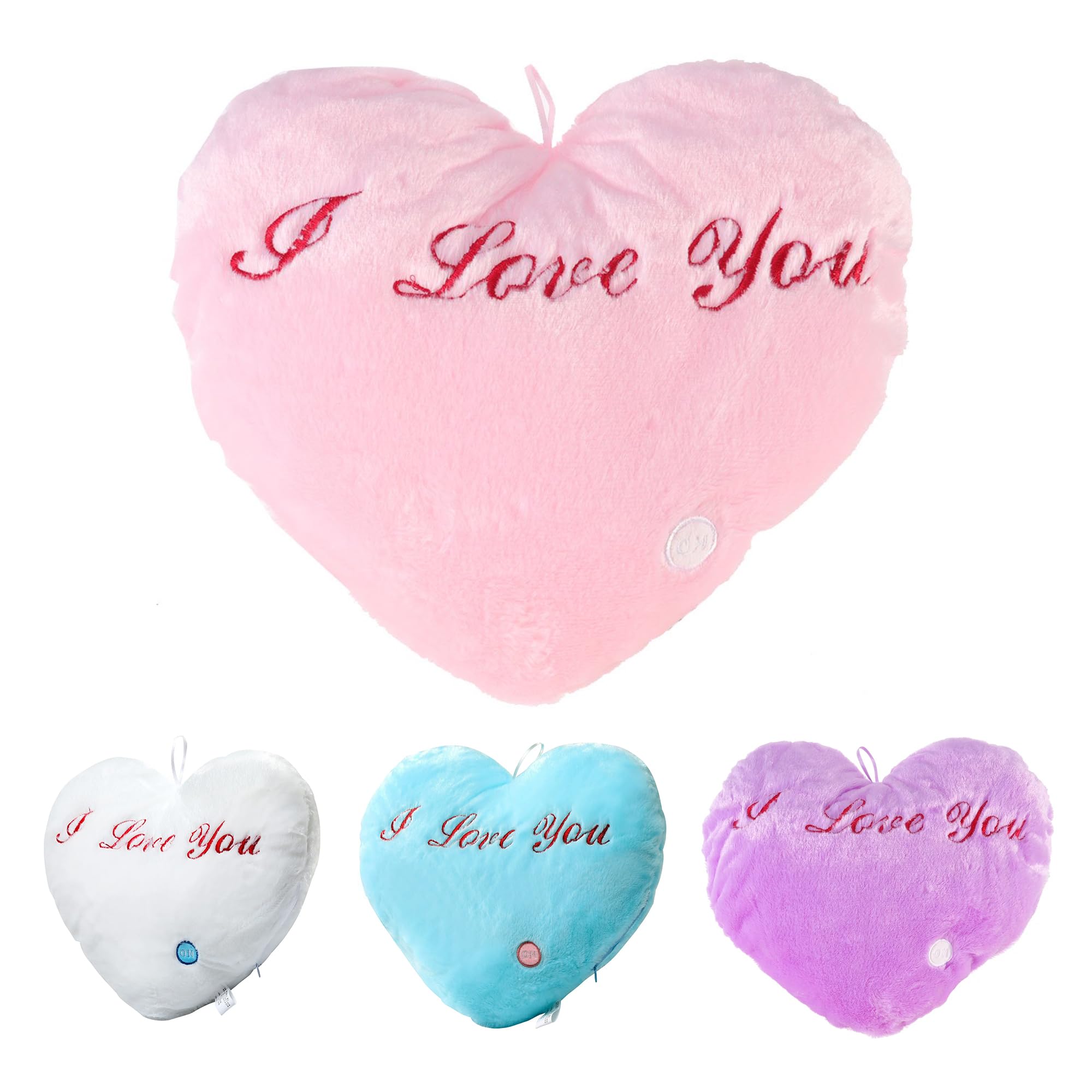 Heart Shape Magical Lightning Love Heart Shaped LED Pillow, Multi-Color Changing Pillow; Love Pillow, Touch Sensitive Pillow with Core for Sofa Car Household Decorations Bed Room, (Multicolors)