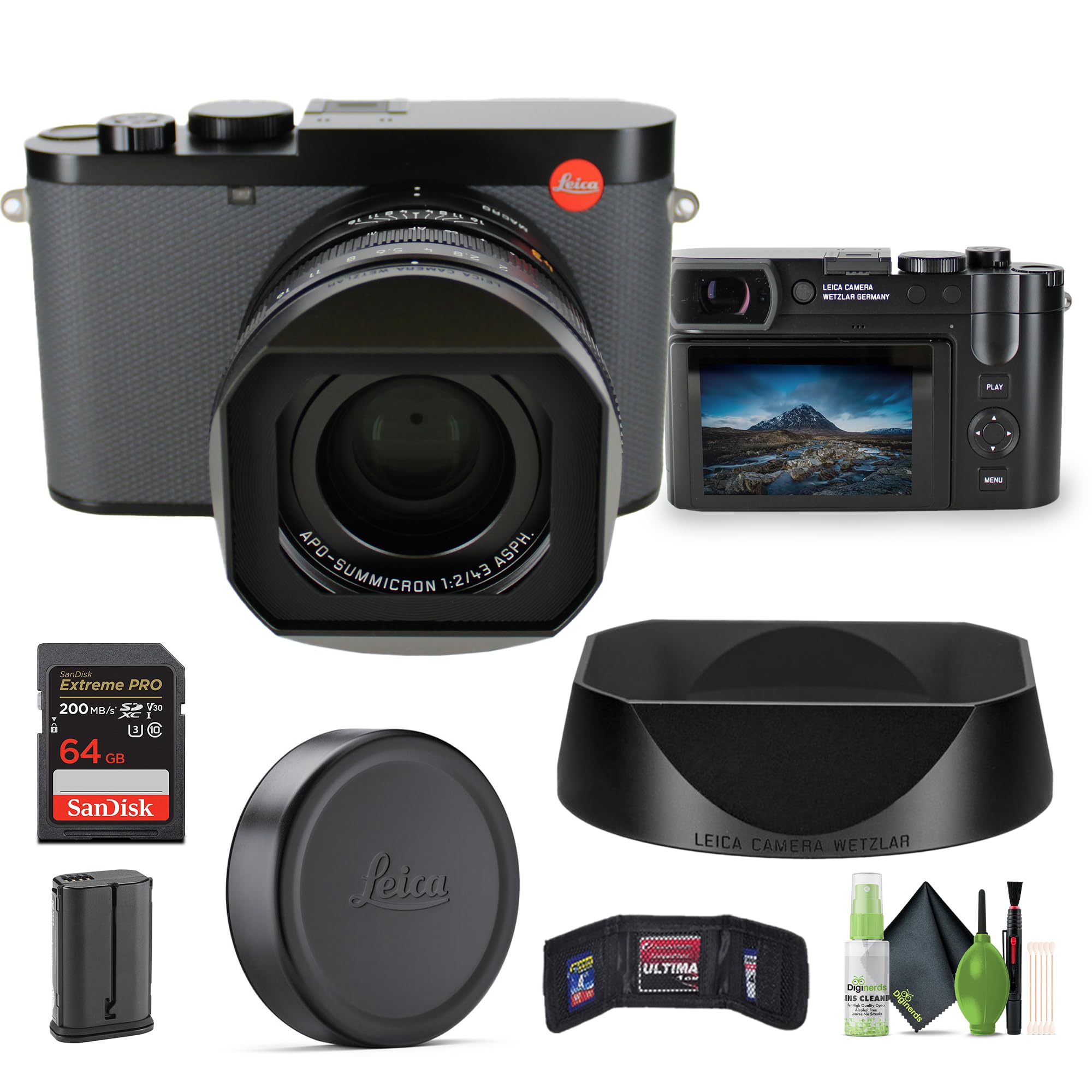 Leica Q3 43 Compact Digital Camera (19084) 60MP Full-Frame BSI CMOS Sensor, APO-Summicron 43mm f/2 ASPH. Lens, 8K Video Recording + 64GB SD Card+ Cleaning Kit and More