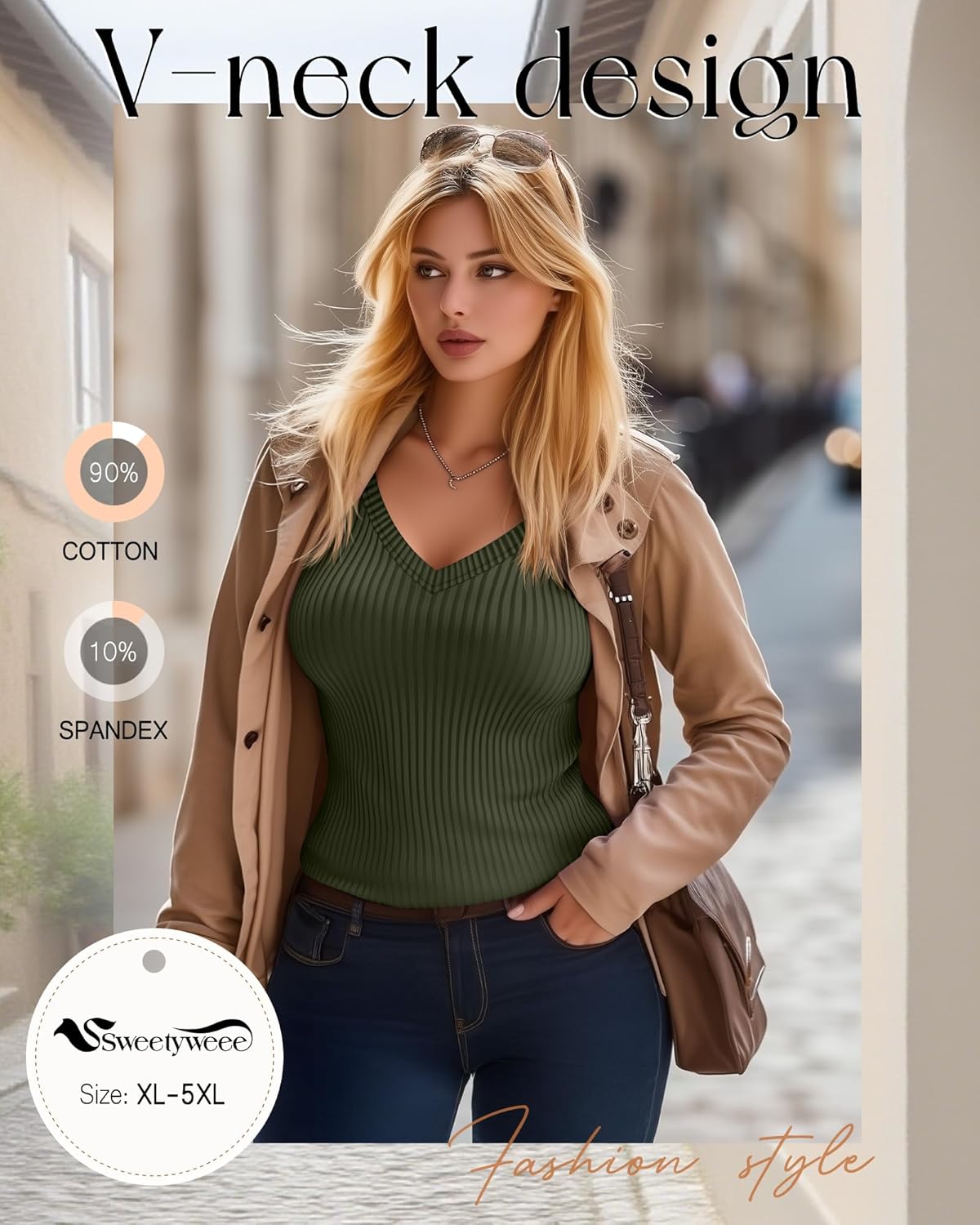 3 Pack Plus Size Thermal Shirts for Women Cotton Long Sleeve Ribbed Knit Tops V Neck Slim Fit Underwear Base Layer - Image 2