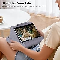 Vista 2 de CreaDream Soporte de almohada para tableta, almohadilla suave para regazo, soporte para tablet para cama con 3 ángulos de visión, bolsillo, soporte
