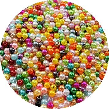 1000pcs Pearl Beads for Crafts 6mm Resin Pearl for Jewelry Making Round Bulk Pearls Beads with Hole for Sewing Crafts Decoration Necklaces Bracelets Earrings MakingMixed Color