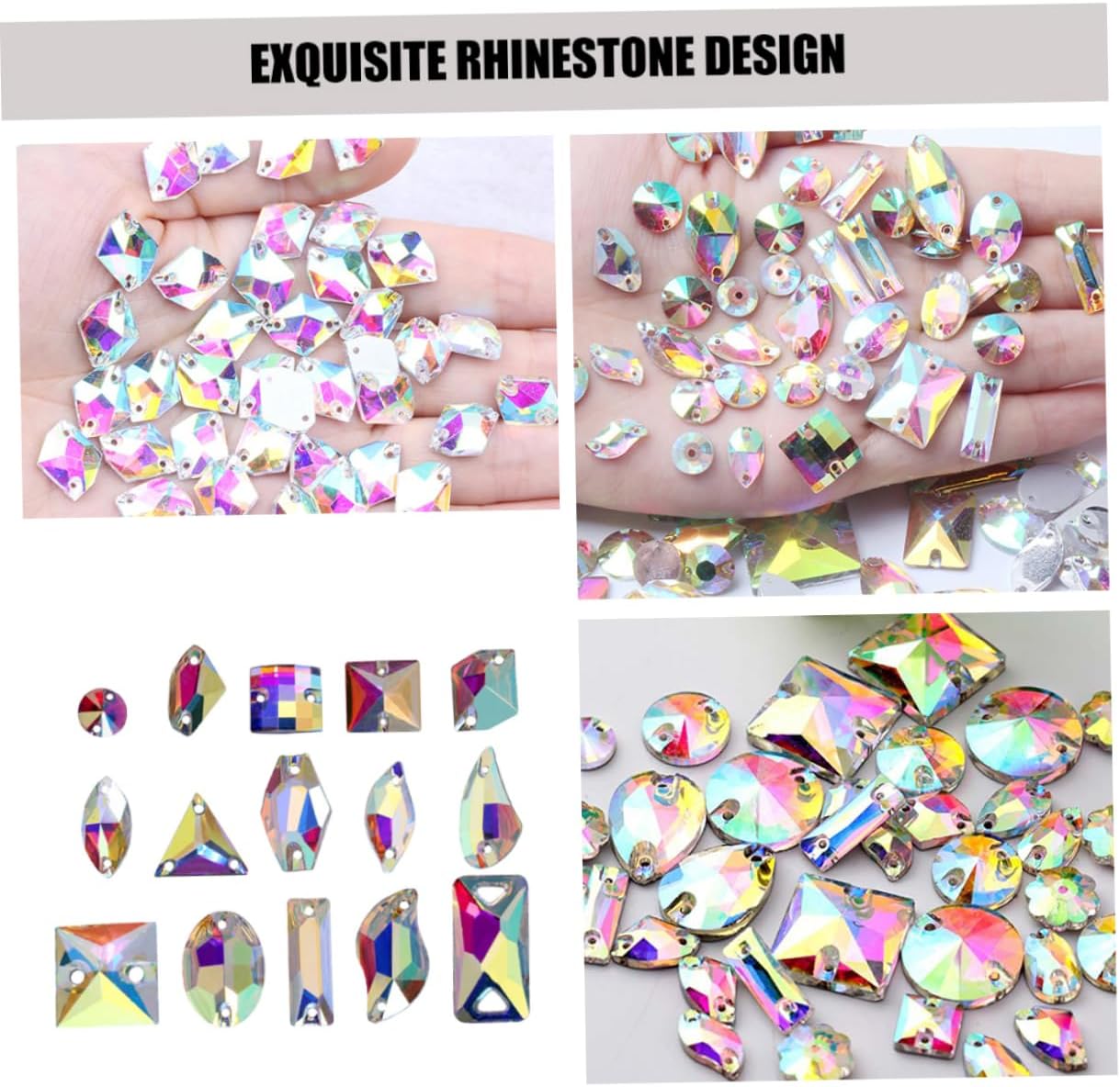 100pcs Bulk Rhinestones for Crafts Flat Back Sewing Rhinestones DIY Decor Kit