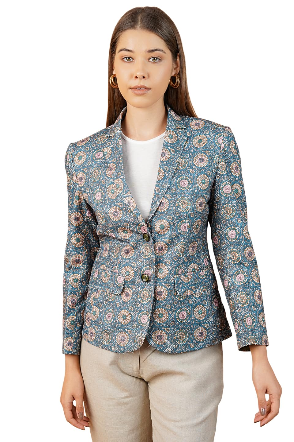 indophilia Women's Blazer Digital Print Cotton Blazer-picture-33