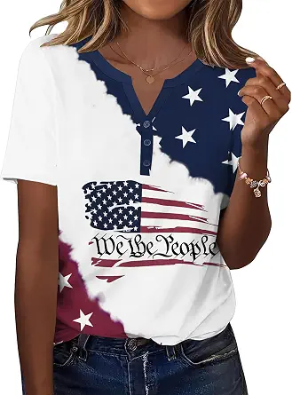 Women's Casual Summer Blouses with V-Neck and Button Details