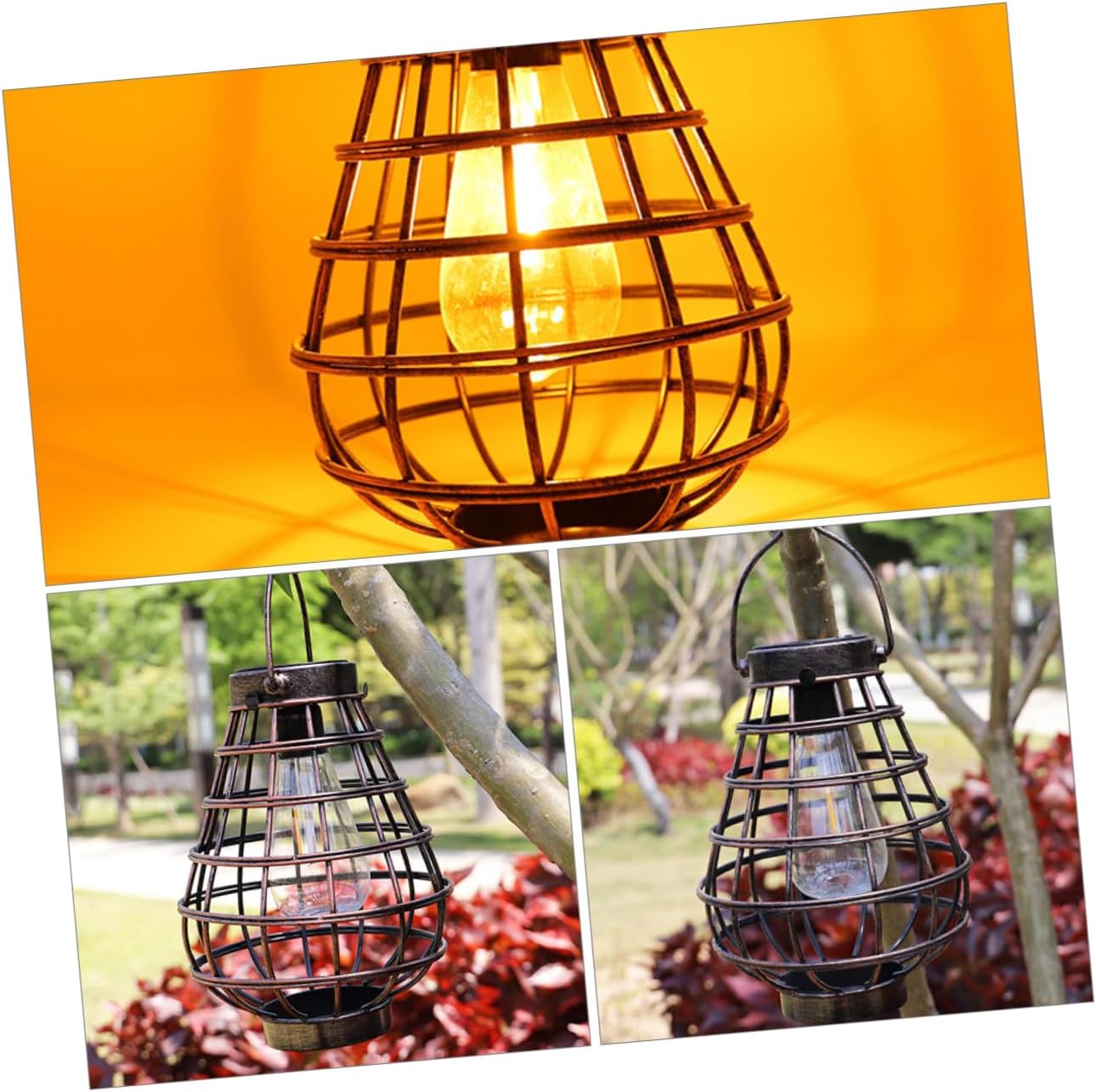1pc Outdoor Solar Lantern Hollowed Iron Led Hanging Light for Patio and Garden Decor Durable and Easy to Install for Family and Friends