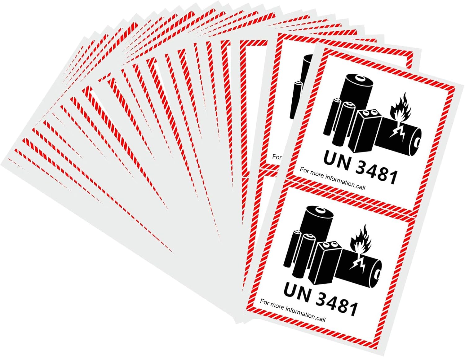 1000-Pack UN3481 Lithium-Lon Battery Caution Labels, 4.7 x 4.3 Inch, Adhesive Safety Stickers for Shipping Lithium Batteries, Transport Warning Labels (UN3481)