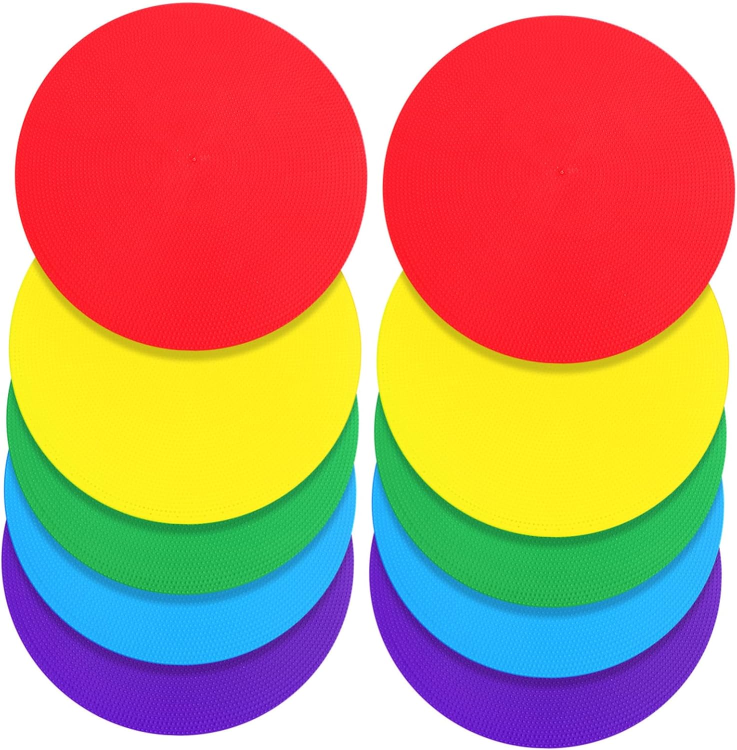 Mipcase Circular Floor Markers Set 10 Pcs Non-Slip Spot Markers for Football Soccer Basketball Kids Practice Red Green Purple
