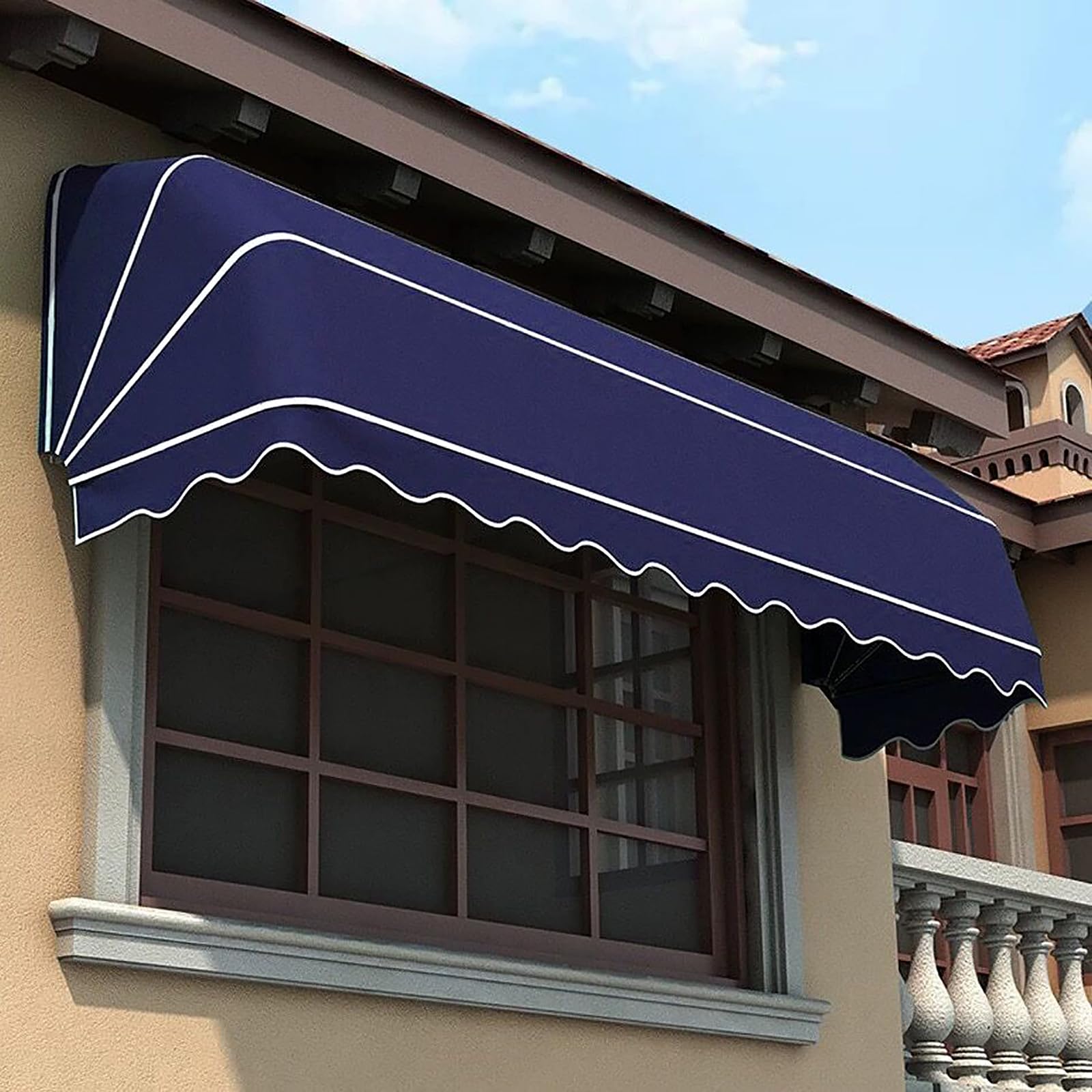 Outdoor Freh Gebogen Intrekbare Deur Raam Luifel Luifel Regen Sneeuw Bescherming Zonnescherm Onderdak voor Cafe Street Store 150x60x60cm Rood