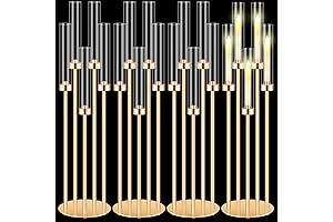 5 Arm Candelabra with Lampshades and 35&quot; Acrylic Candelabra Centerpiece