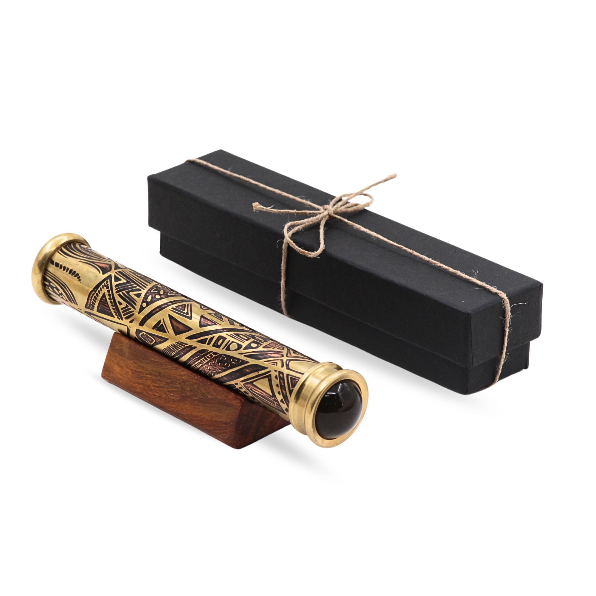 Handgefertigtes Teleidoskop aus Messing, Vintage-Look, Kaleidoskop mit Holzständer, nautisches Dekor zum Verschenken, antikes Finish, Geschenk für Ehemann, Abschluss, Ruhestand, Weihnachten