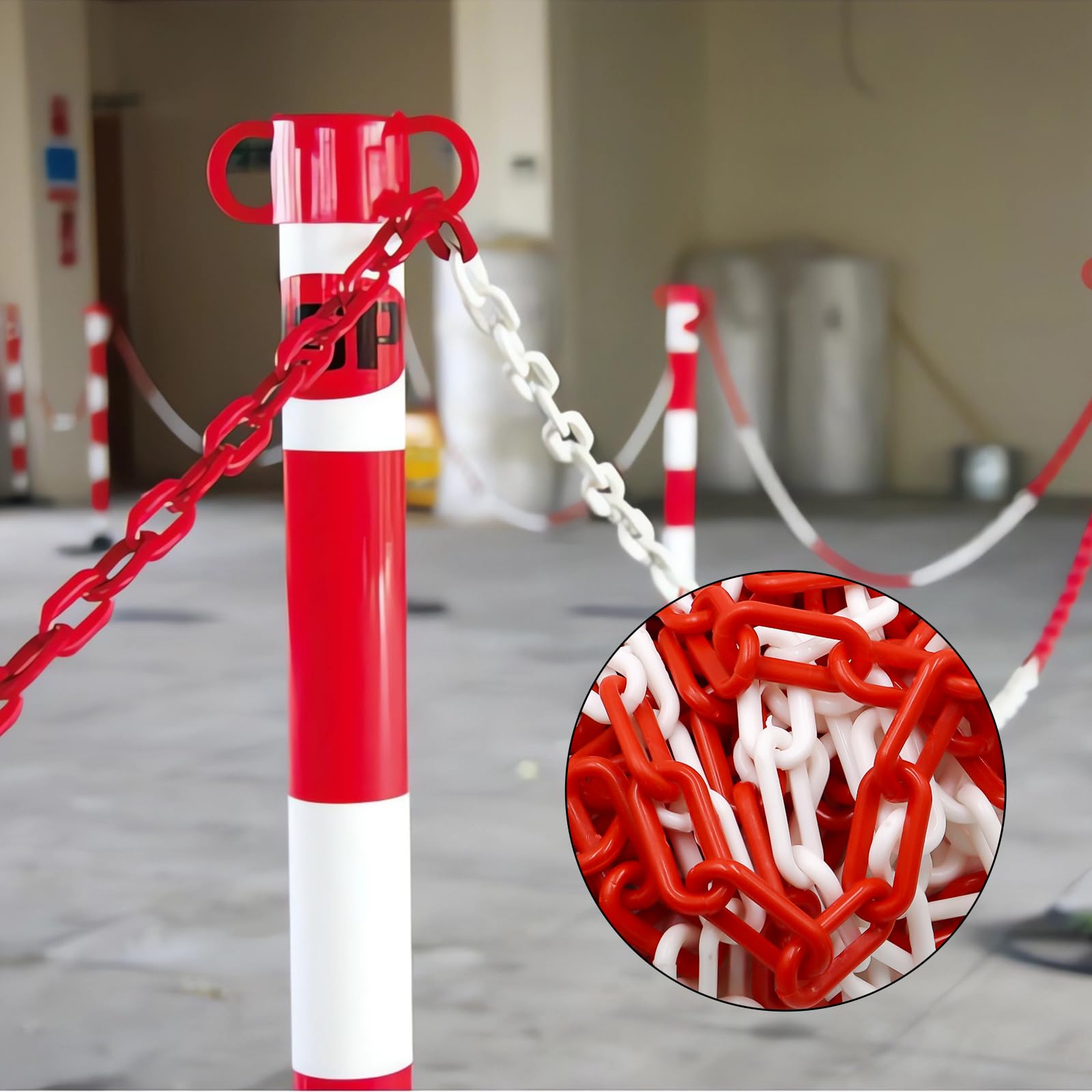 Catena di bloccaggio, in plastica, 10 m x 8 mm, leggera e pratica, con 4 ganci a S, catena in plastica per bloccare le superfici