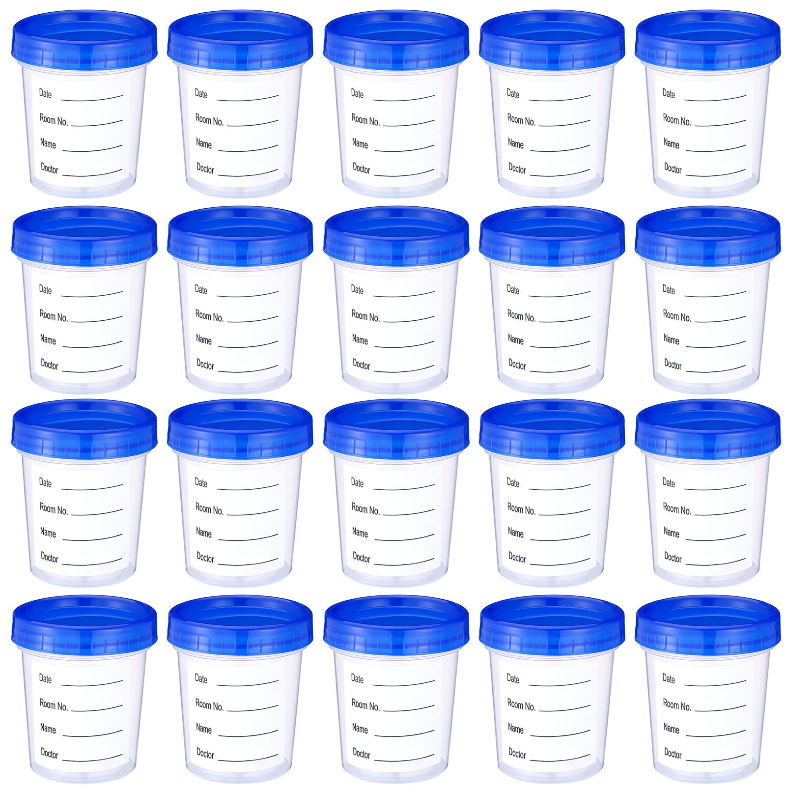 500 Pack 4oz Specimen Containers Bulk Sterile Container with Lid Disposable Specimen Cups Plastic Sterile Urine Cups with ID Label for Semen Sample Testing Safe Pee Stool Supplies (Blue)