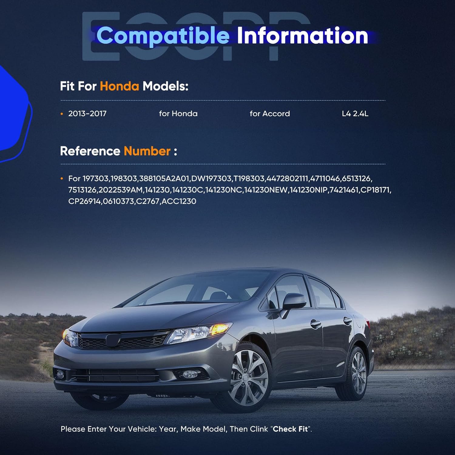 ECCPP A/C Compressor with Clutch 2013-2017 for Honda for Accord 2.4L AC Compressor