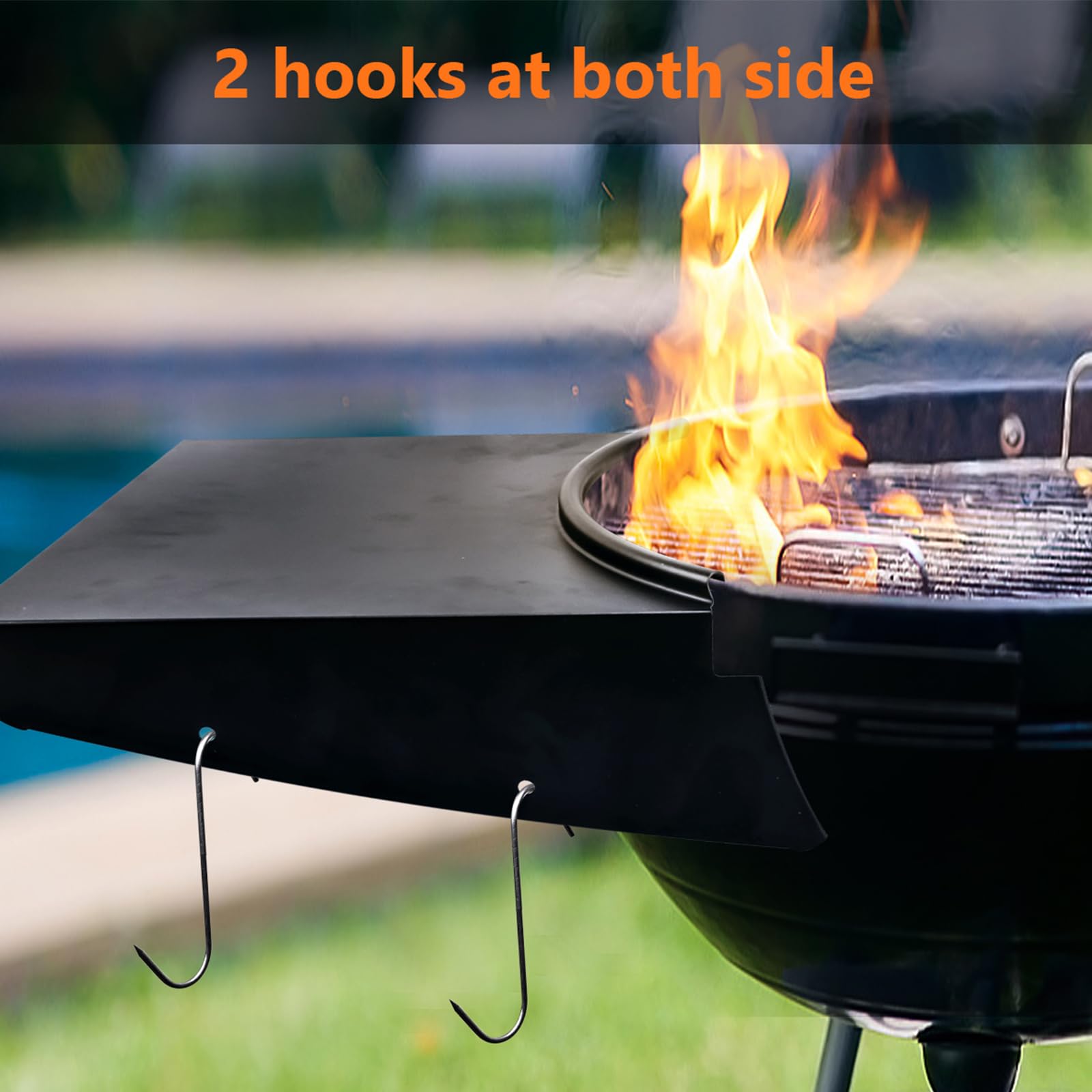 GFTIME Mensola da tavolo per barbecue Weber da 47 cm, ricambio per griglia laterale Weber, tavolo pieghevole per barbecue in acciaio per esterni, bollitore a carbone da 47 cm