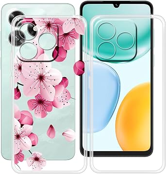for Honor X5c Case 6.74", 2 Pcs Ultra-Thin Anti-Scratch Back Cover, Clear Silicone Shockproof Shell, Soft TPU Bumper Cover for Honor X5c - Clear + WM113