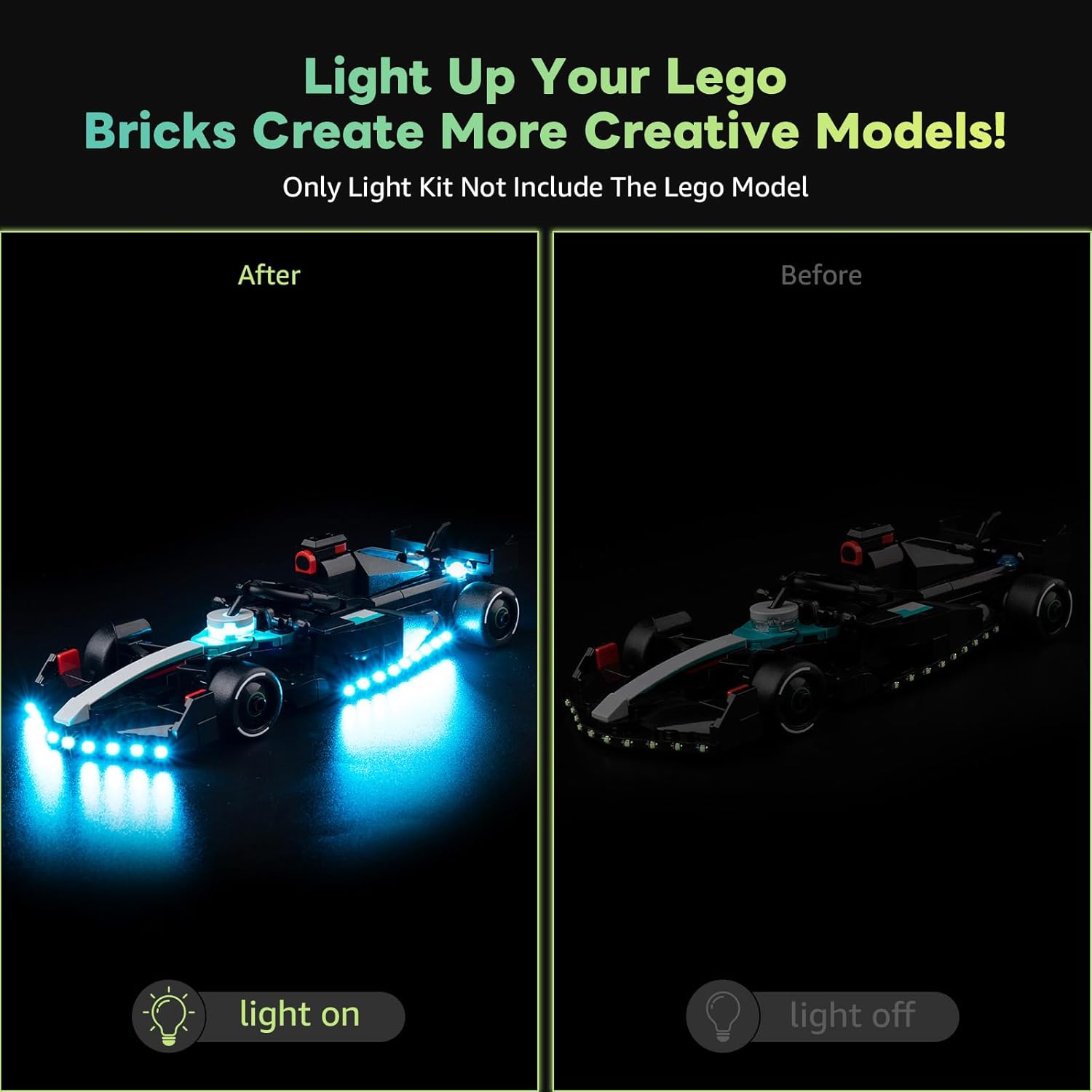 Kyglaring LED Light Kit Compatible with Lego 77244 Set, Lighting Accessories for F1 W15 Car, Lights Only (Model Not Included), Classic Version.