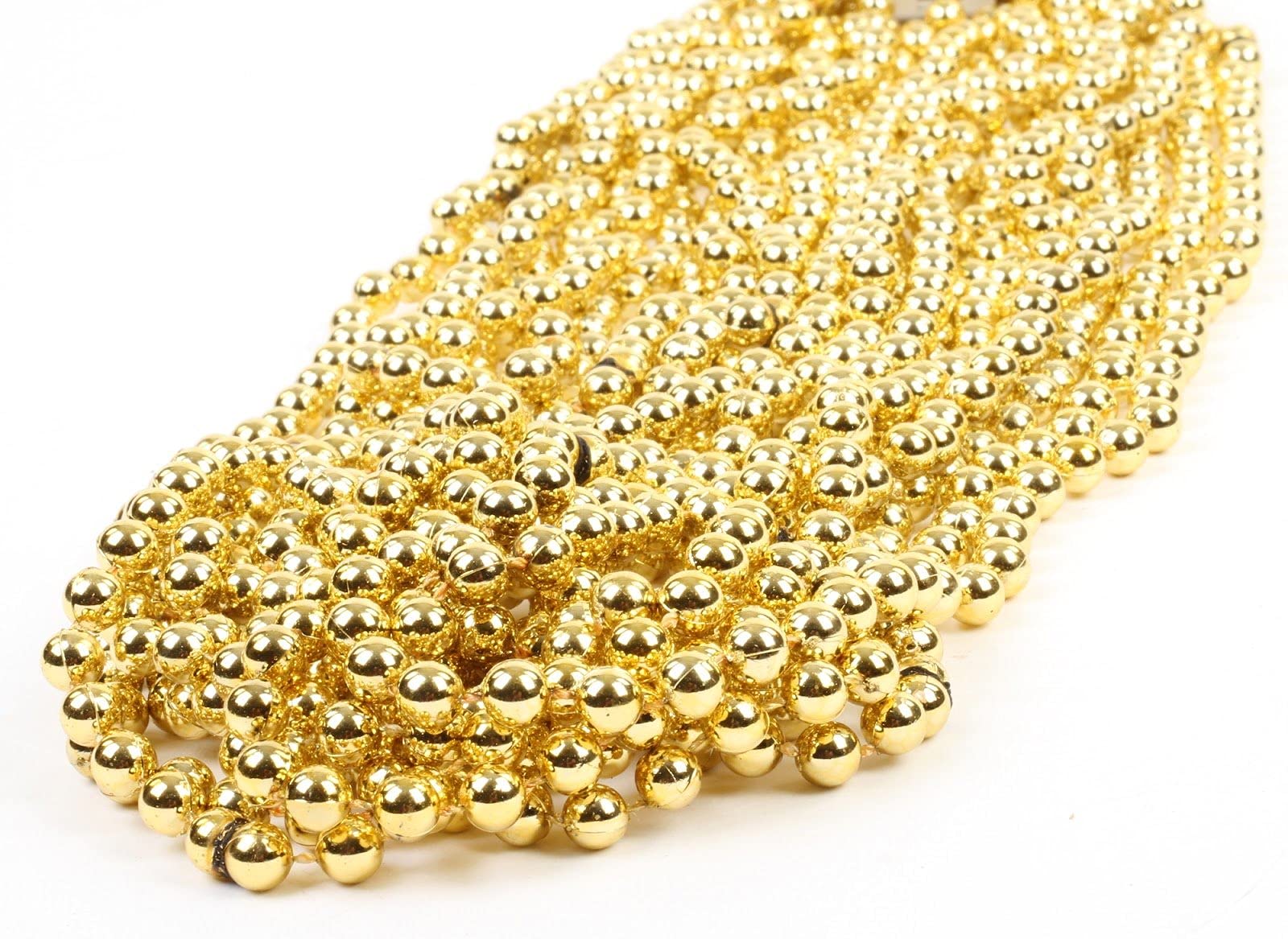 Andaz Press 24Pcs Gold Mardi Gras Beads for New Years Eve Graduation Birthday Mardi Gras Decorations for Party Gold Necklaces Centerpieces for Tables