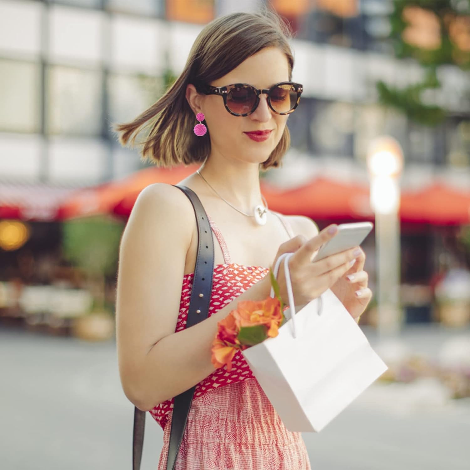 Statement Raffia Earrings for Women Ball Geometric Lantern Ratten Drop Earrings Palm Bohemian Dangle Earrings Summer Tropical Beach Jewelry - Image 6