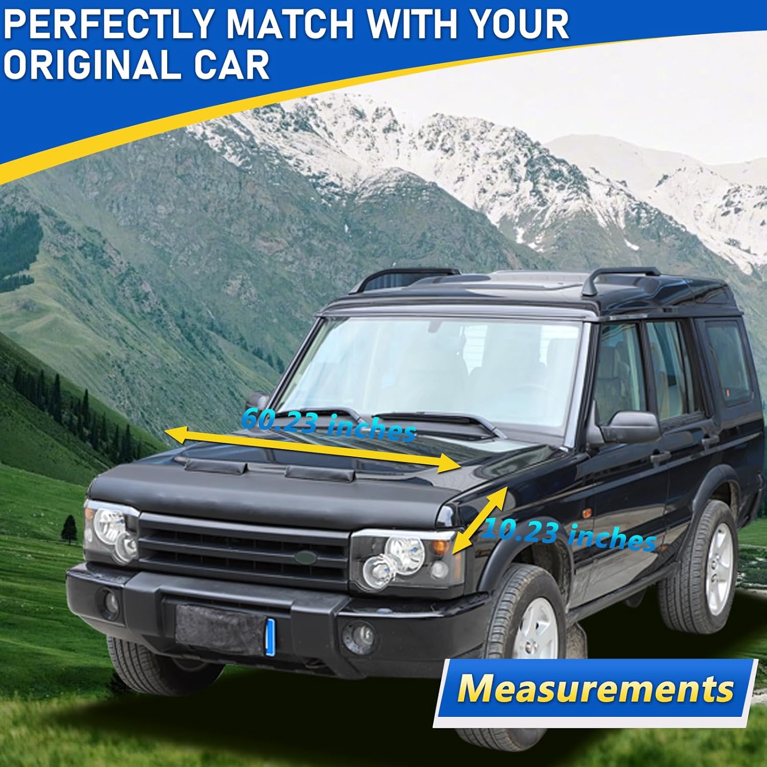 Black Leather Hood Bra Front End Nose Mask Compatible with Land Rover Discovery 2 1998-2003 Car Hood Protector,Auto Hood Bonnet Bra Exterior Accessories