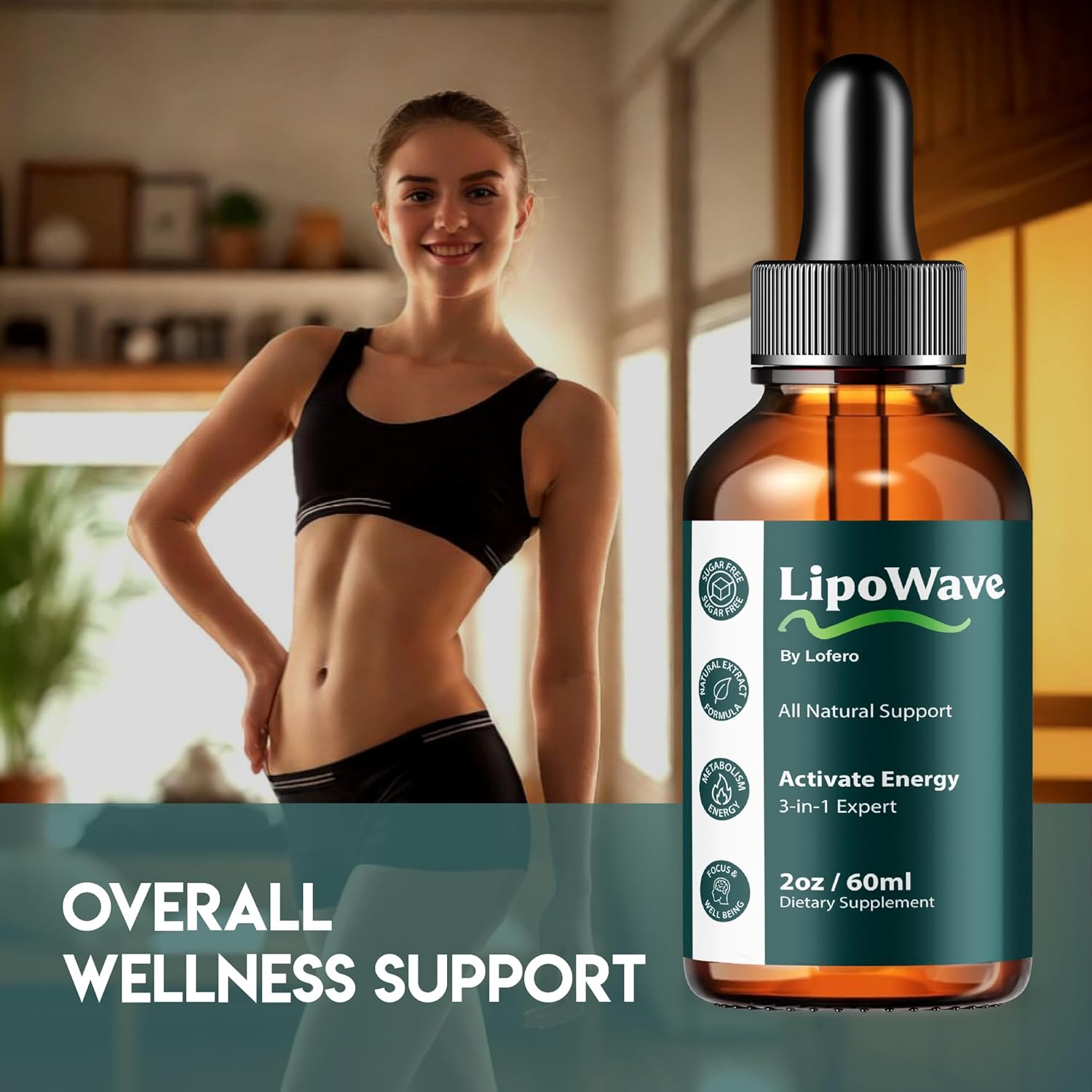 Lipowave Drops, Lipo Wave Liquid Supplement Loss Support Formula with Advanced Maximum Strength, Premium Natural Ingredients Vitamins for Overall Health & Wellness, Steady Energy Gotas Reviews (2 oz)