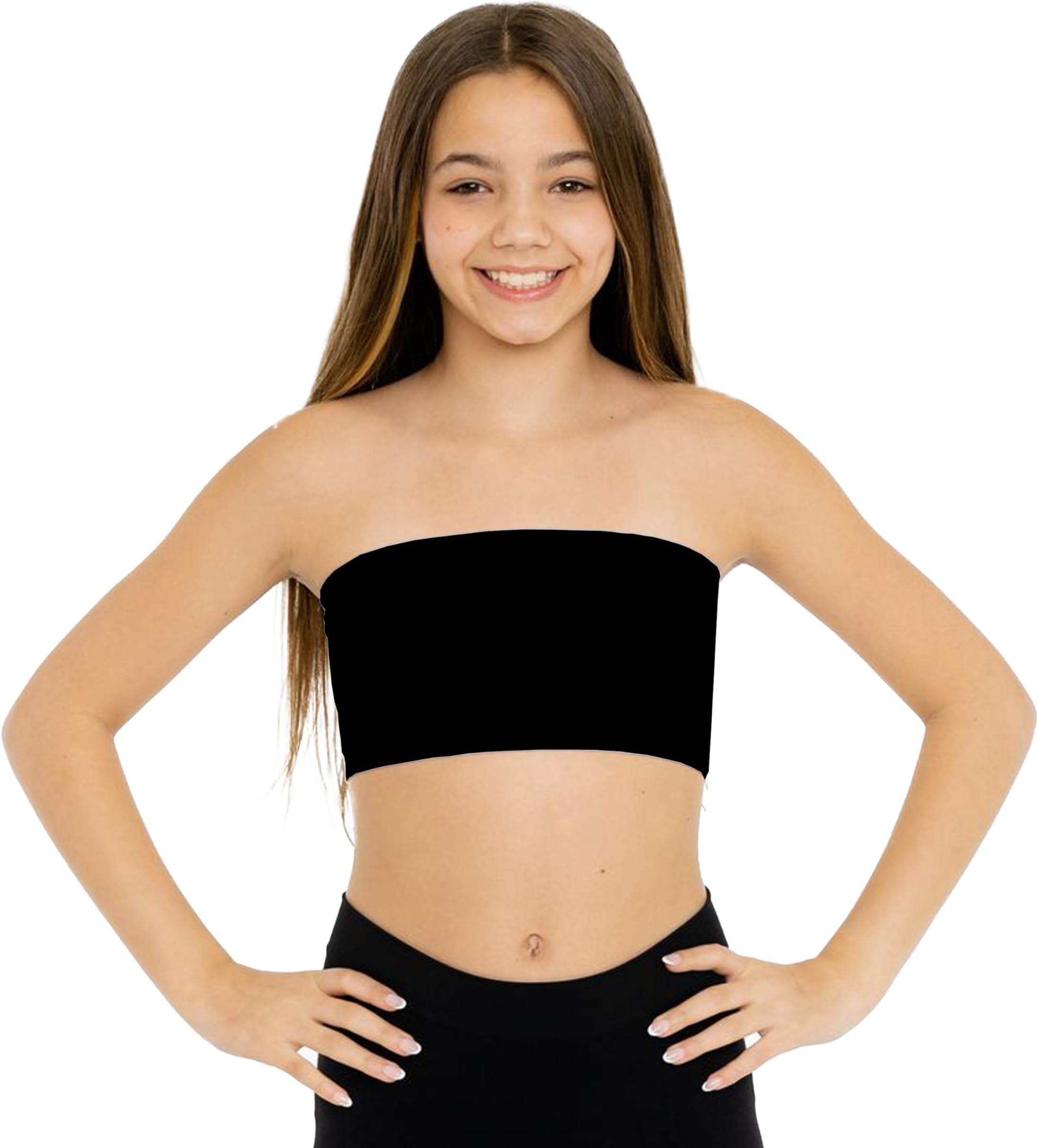 Girls Tube Top Strapless Bandeau Top – Comfort Fit Seamless Support Soft Stretch Everyday Wear Fits Ages 10–14