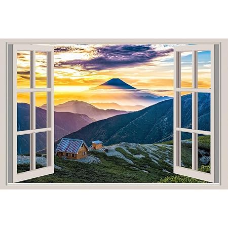 Amazon Co Jp Nd タペストリー 富士山 風景 絶景 景色 窓 だまし絵 森 山 和風 きれい さわやか 癒し おしゃれ 大きい インスタ映え グッズ 小物 テレワーク 背景 リモートワーク 布 壁 インテリア 目隠し 部屋 飾り Zoom 和モダン デザイン4