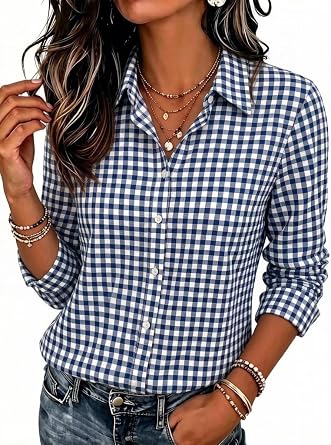 Wrinkle-Free Women Button Down Dress Shirts Long Sleeve Work Tops | Non-Iron Easy Care, Soft Breathable Material, Moisture Wicking, Lightweight Stretchable, for Daily Business Casual Office