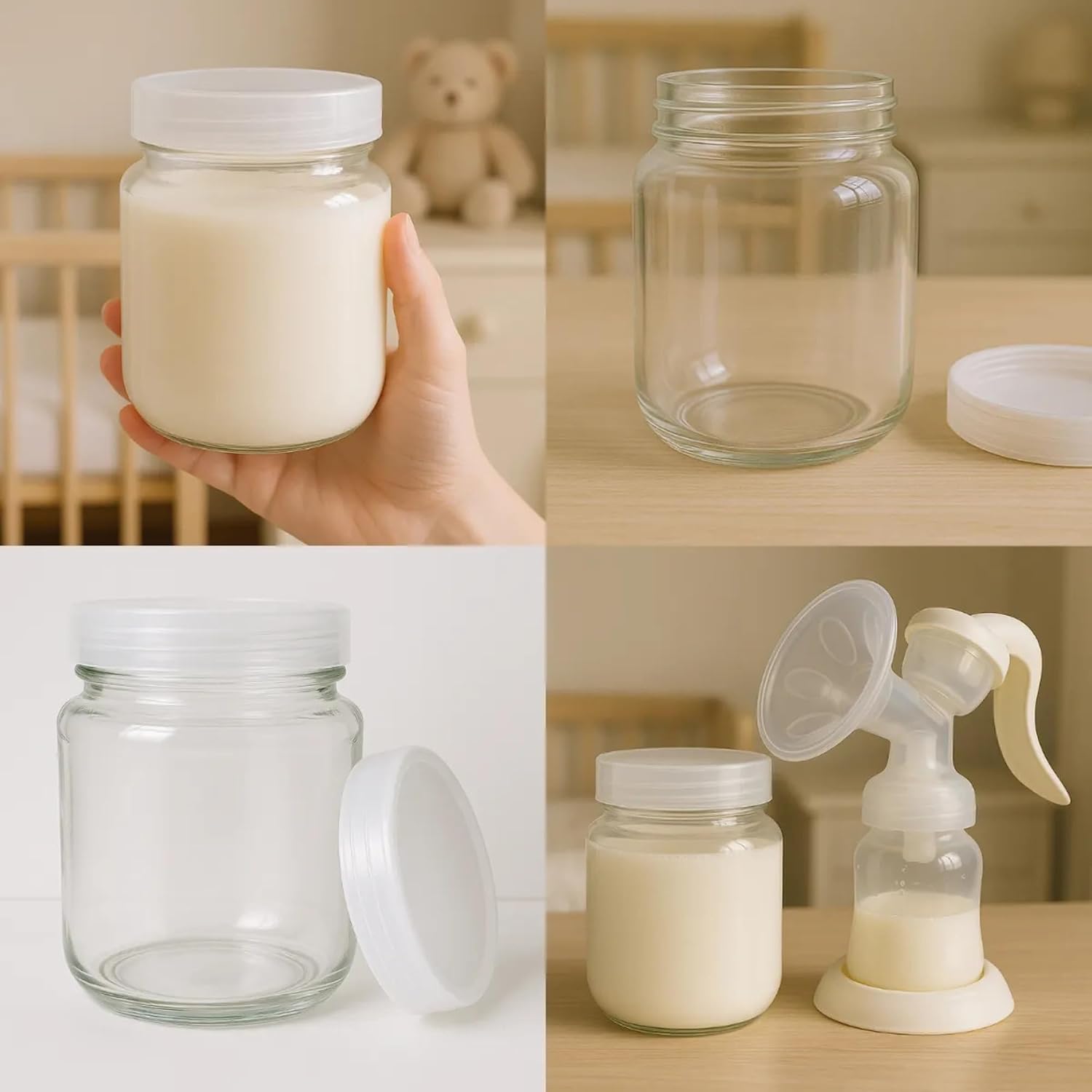 12 Potes De Vidro Belem 240ml Para Armazenar Leite Materno E Papinha