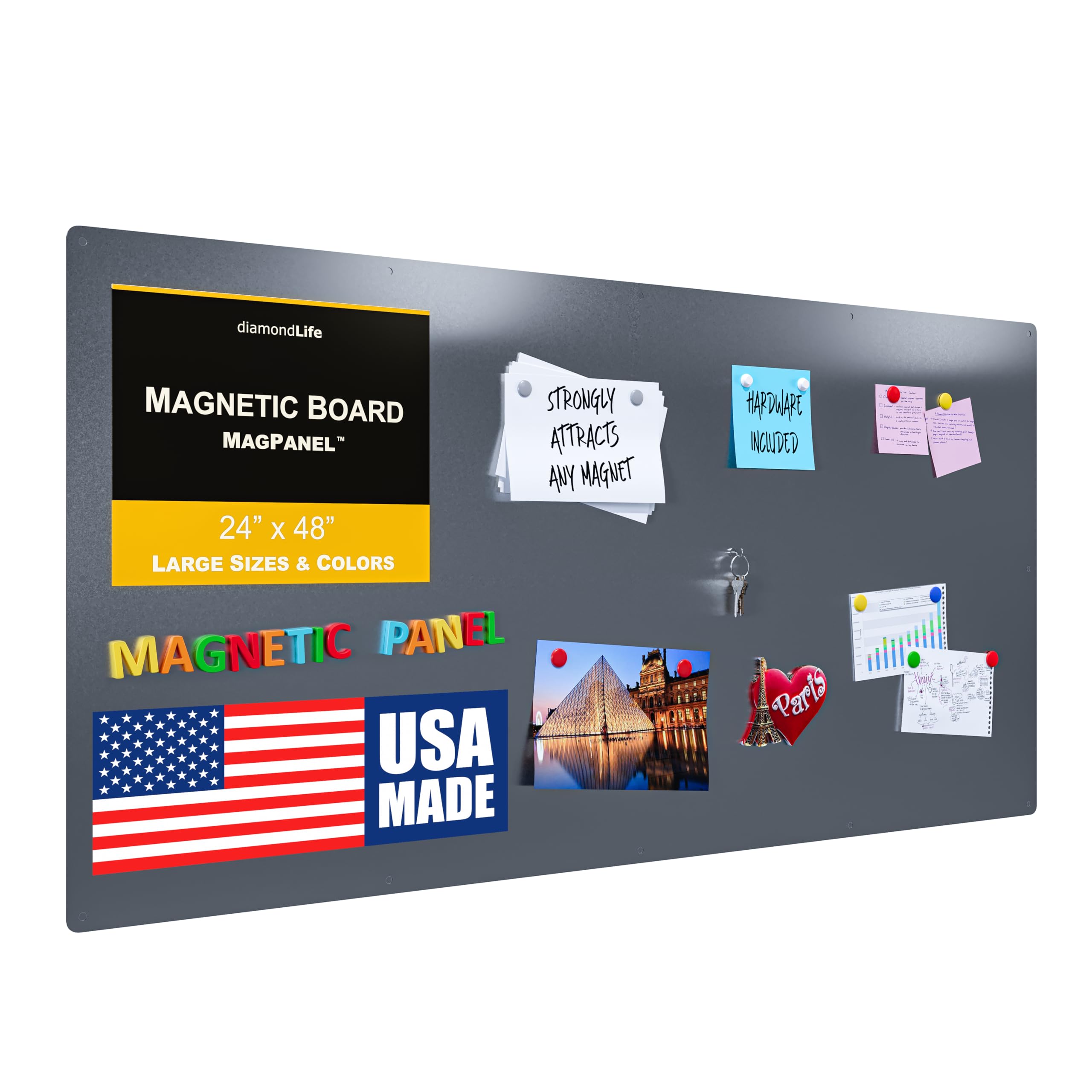 24"x48" - Magnetic Board - Memo & Vision Board for Home, Office, and Classroom - Magnet Board for Kids - Pre-drilled Mounting Screws Included