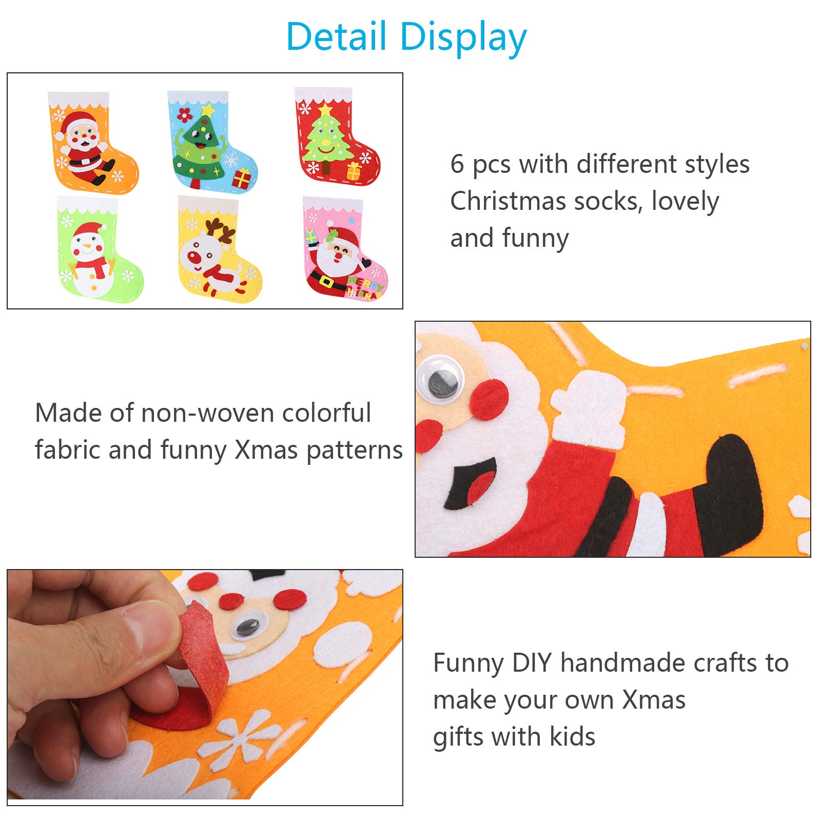 Kit Couture Chaussettes De Noël En Feutre - 12 Pièces, Activité Manuelle DIY Pour Enfants, Cadeau Créatif