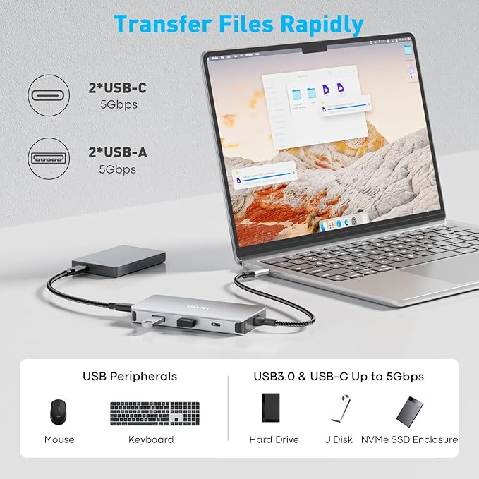UANTIN USB C Docking Station Dual Monitor Adapter, Laptop Docking Station miniatura 7