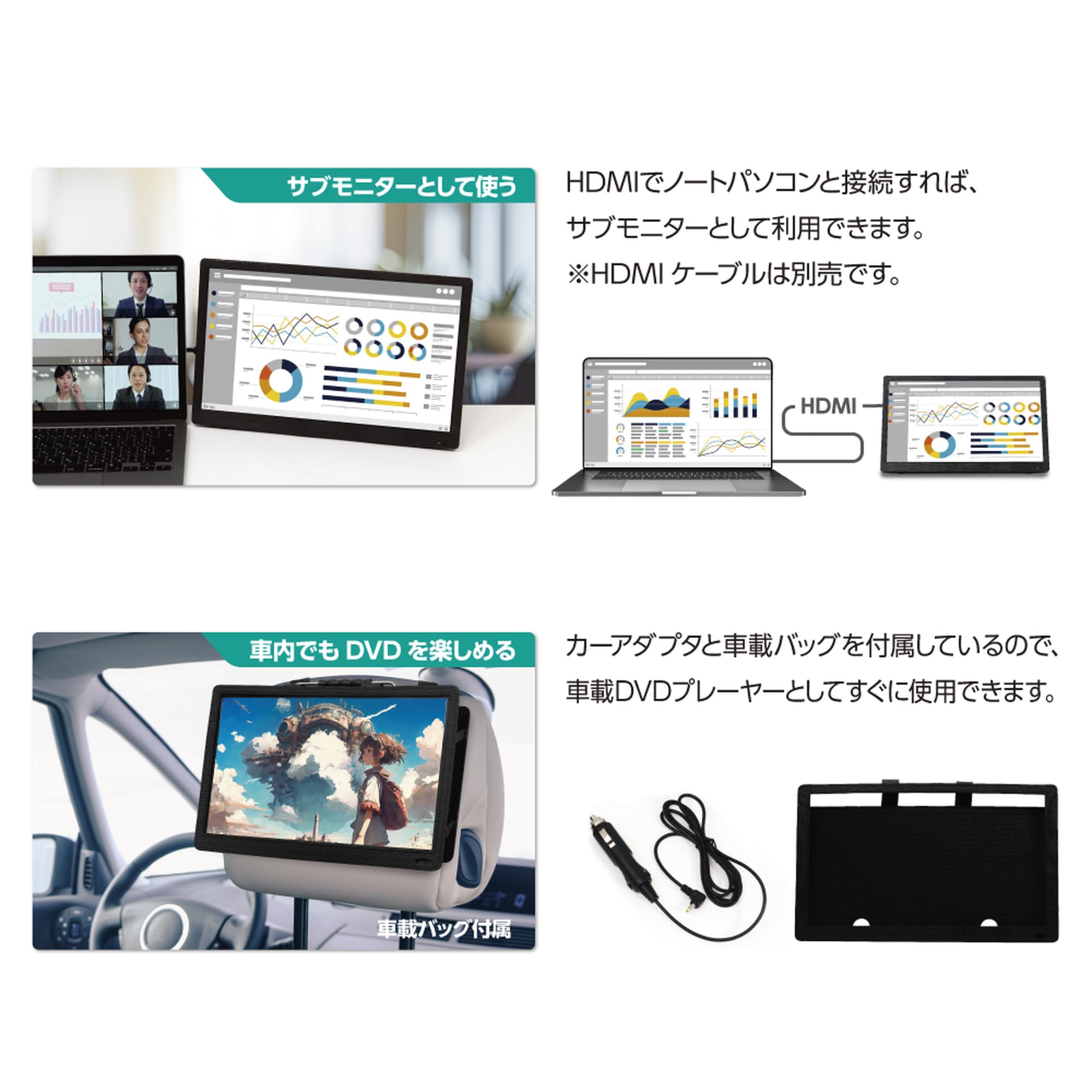 Amazon | [東京Deco] 14インチ 地デジ ポータブルDVDプレーヤー 