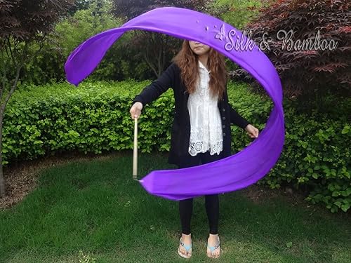 Miniatura 4 de Winged Sirenny 1 cinta de seda fluida pintada a mano de 98 pulgadas con varillas, alabanza litúrgica de la iglesia, adoración de adoración y danza