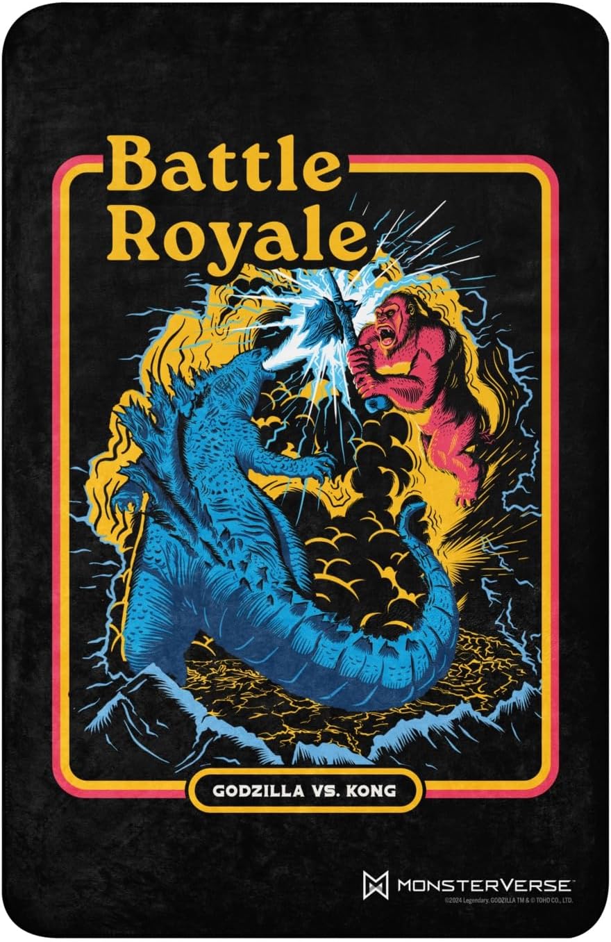 LEGENDARY Godzilla vs. Kong Battle Royale Sherpa Blanket - Officially Licensed - 37 in x 57 in